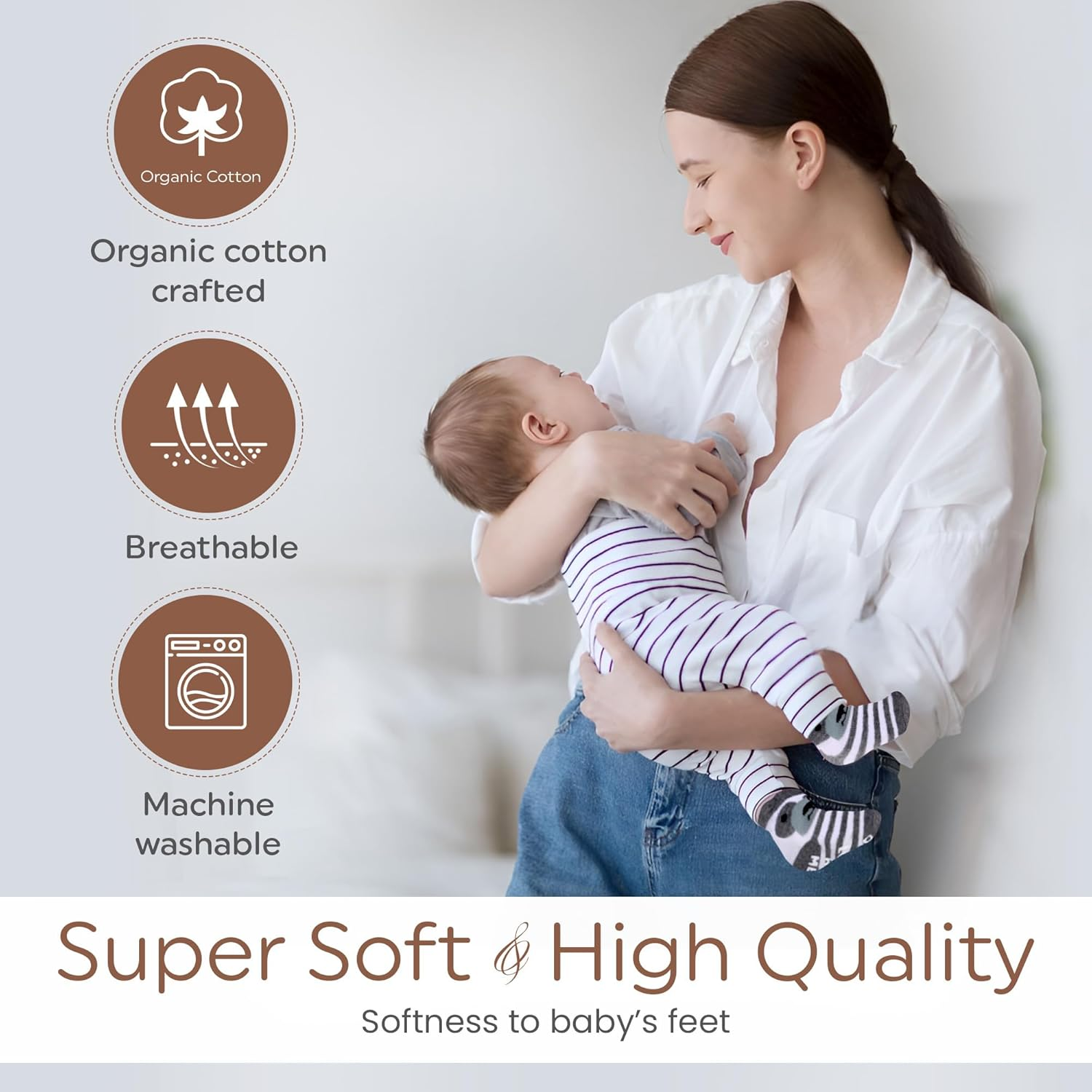 Adorable Newborn Baby Slogan Socks &ndash; 8-Pair Set for 0-6 Months | Soft and Stylish Infant Socks for Baby Girls and Boys, Multicolour, 0-6 Months image number 2