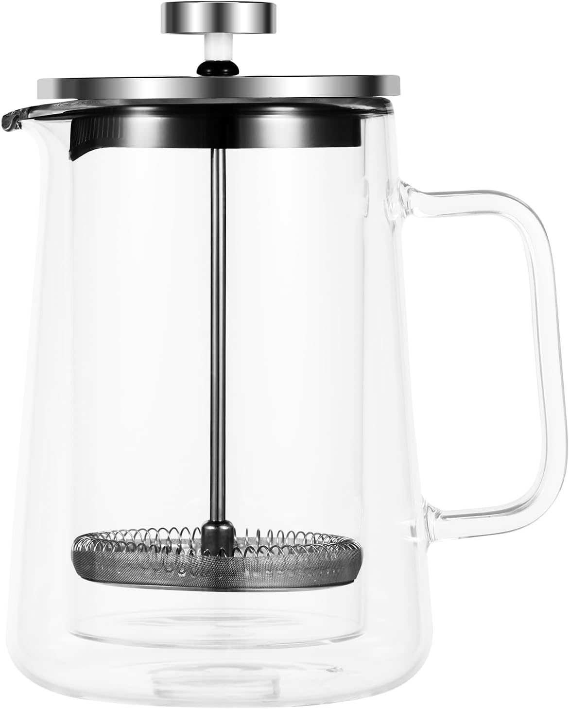 ZLHETWT French Press Coffee Maker, 650Ml, Clear Glass, Double Wall, Easy to Clean, Coffee, Tea, Espresso, Cold Brew, Latte, Cappuccino