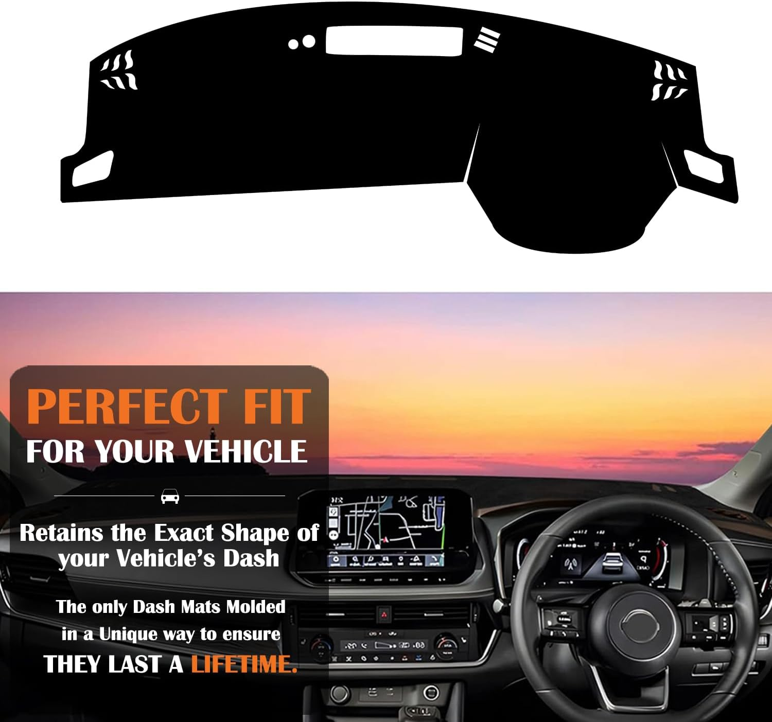 Evervenz Dash Mat for Nissan X-Trail 2021 2022 2023 2024 2025 Flannel（Without HUD） Dash Cover Dashboard Cover Trail01