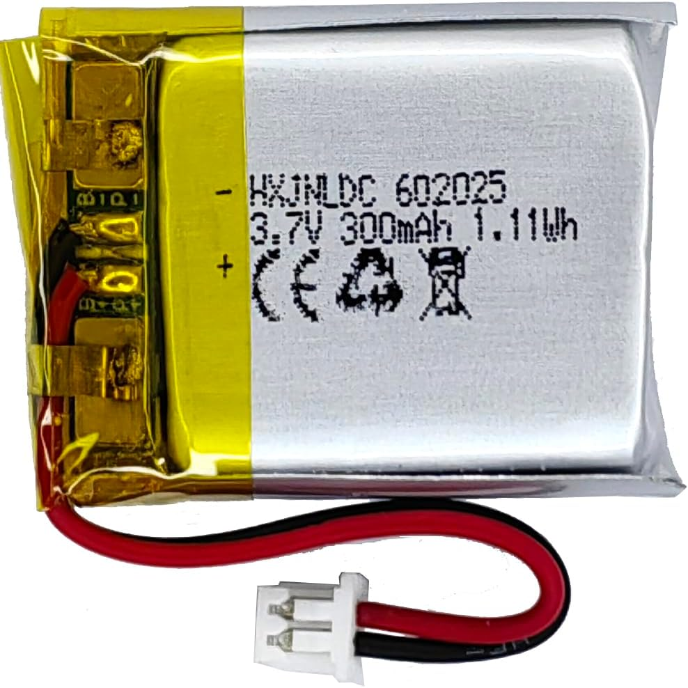 DC 3.7V 300Mah 602025 Rechargeable Lithium Polymer Battery, Suitable for DIY 3.7-5V Electronic Products with Built-In 2-Wire Battery Replacement and LED Lights image number 5