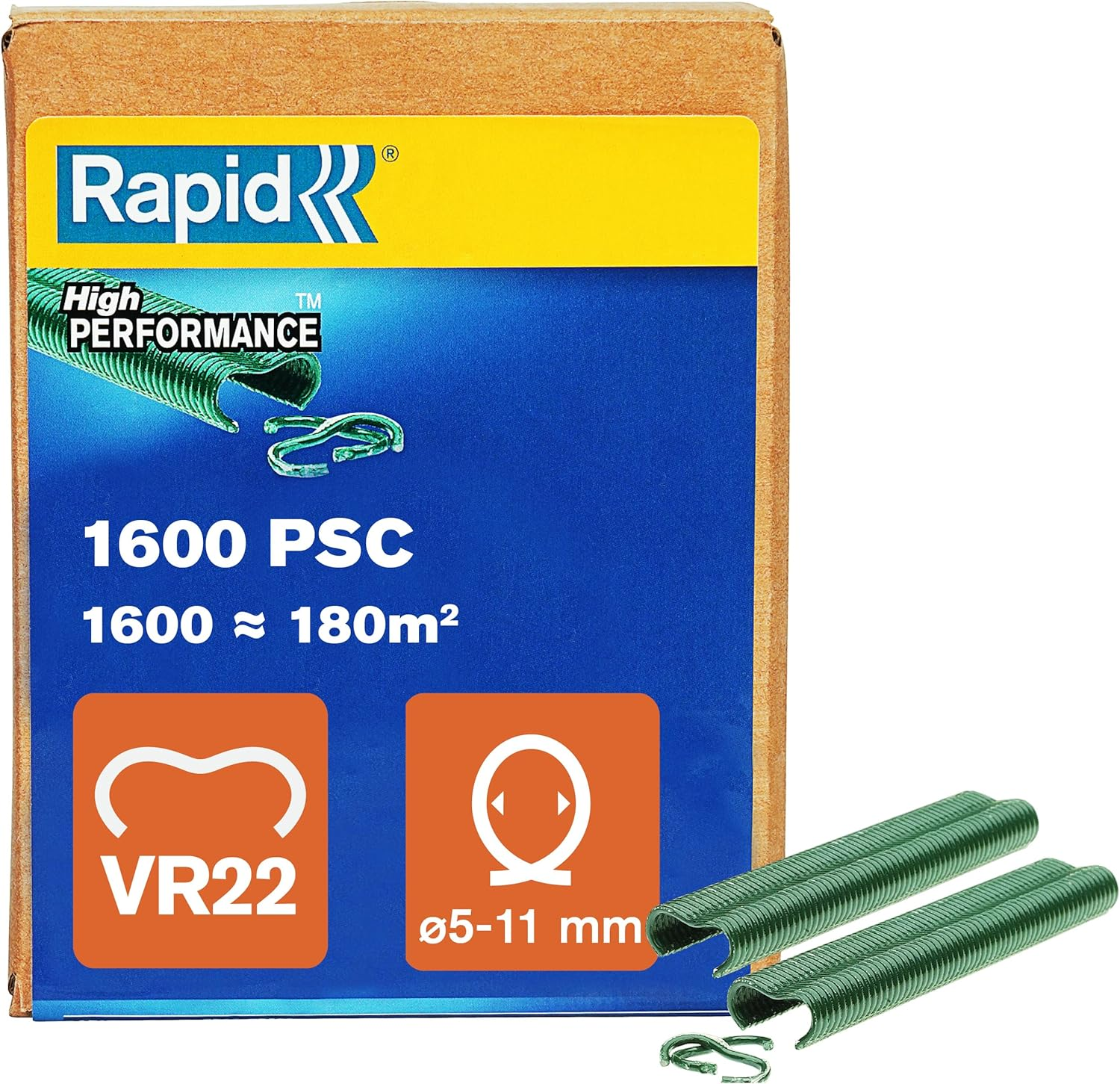 Rapid VR22 Galvanized Fence Hogrings with Green PET Coating, Suitable for 5-11 Mm Netting Wire, Ideal for Securing Cages and Fencing, 215 Pieces, Blister (40108802)