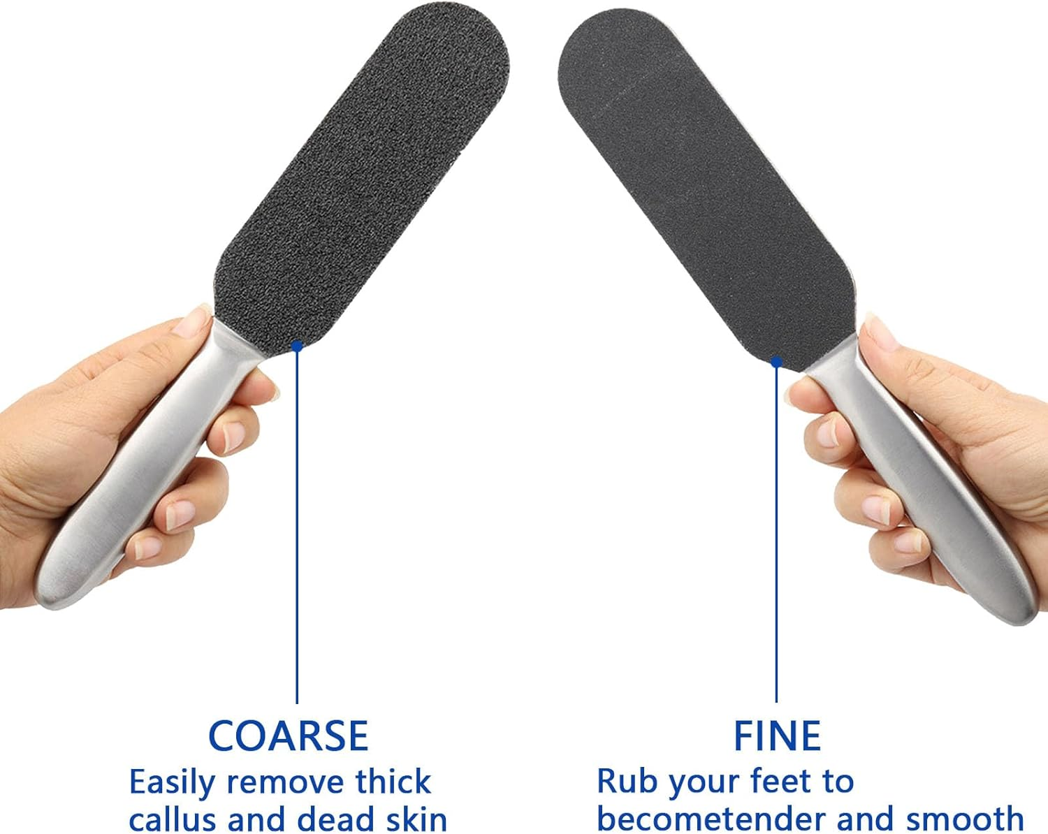 Useful Foot Rasp Scrubber Stainless Steel Pedicure Foot File with 10 Pieces Double-Sided Replacement Sandpaper Comfortable Foot File Callus Remover