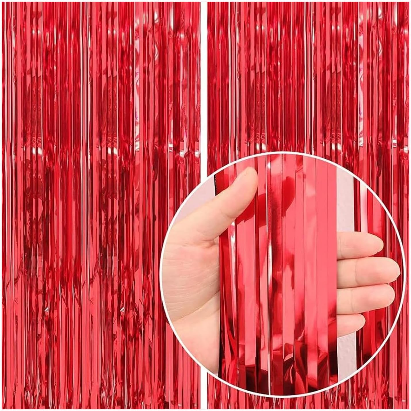 2 Pack Red Streamers Metallic Fringe Tinsel Curtain Backdrop Foil Fringe Birthday New Year Christmas Party Decoration Supplies Easy to Install Compatible with Door or Wall&ndash;Ruibex - Red image number 4