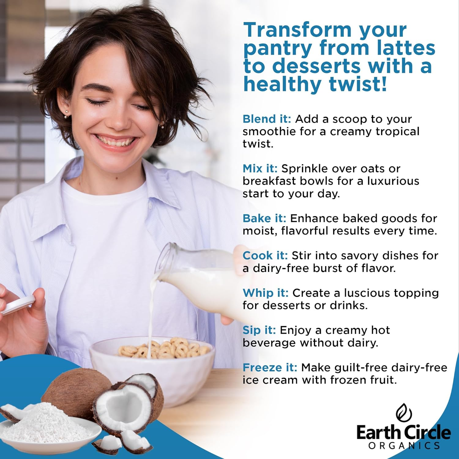 Organic Coconut Cream | Milk Powder, Perfect Keto Coffee Creamer - High in MCT Oil, Vegan, No Added Sugar, Gluten and Dairy Free, Healthy & Tastes Delicious - 1 Pound image number 4