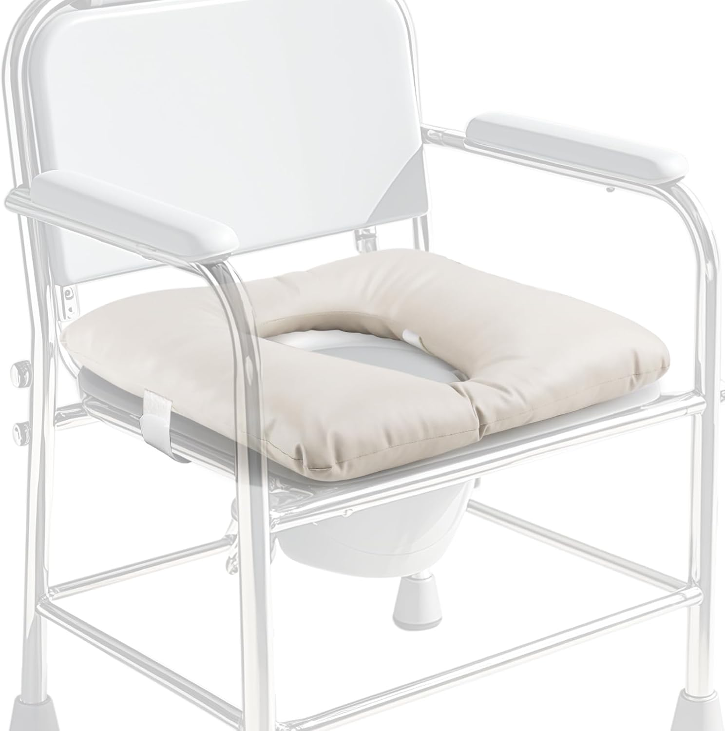 Bedside Commode Cushion, Seniors Portable Seat Cushion for Toilet/Shower/Bedside, Universal Fit Commode Padded Seat for Elderly, Seats Pad Cover Toilet Seats 17X17 with Fixing Straps (Blue)