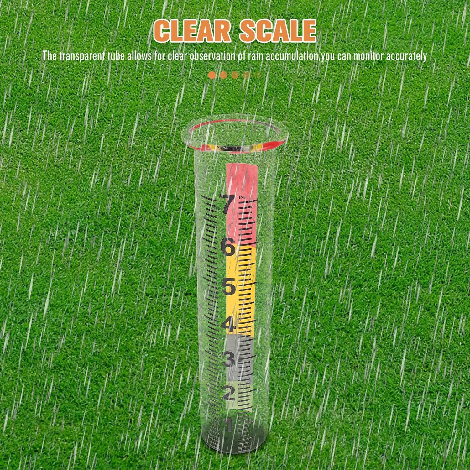 2Pcs Rain Gauge Tubes Clear Scale Outdoor Rainfall Measurement Tools for Garden Lawn Deck Weather-Resistant Accurate Rain Collectors image number 6