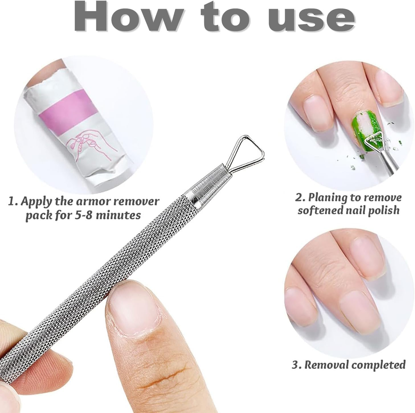 Wzenclave 6 PCS Stainless Steel Cuticle Nail Enhancement Gel Nail Trimmer Metal Dead Skin Removal Scraping Tools Professional Nail Enhancement Pedicure Art Care Tools image number 1