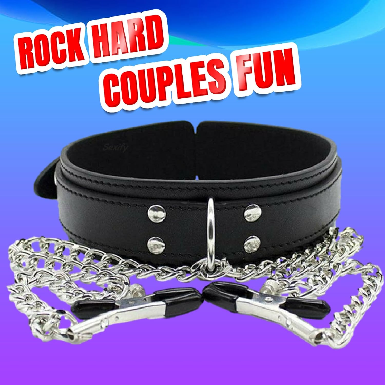 Bondage Collar Necklace with Nipple Clamps PU Faux Leather Collar Harness with Choker Metal Chains BDSM Bondage Sex Restraints Fetish Collar SM Adjustable Clips Slave Collar Fetish Slave Sex Toy Cosplay, Couples Sex Toys image number 2