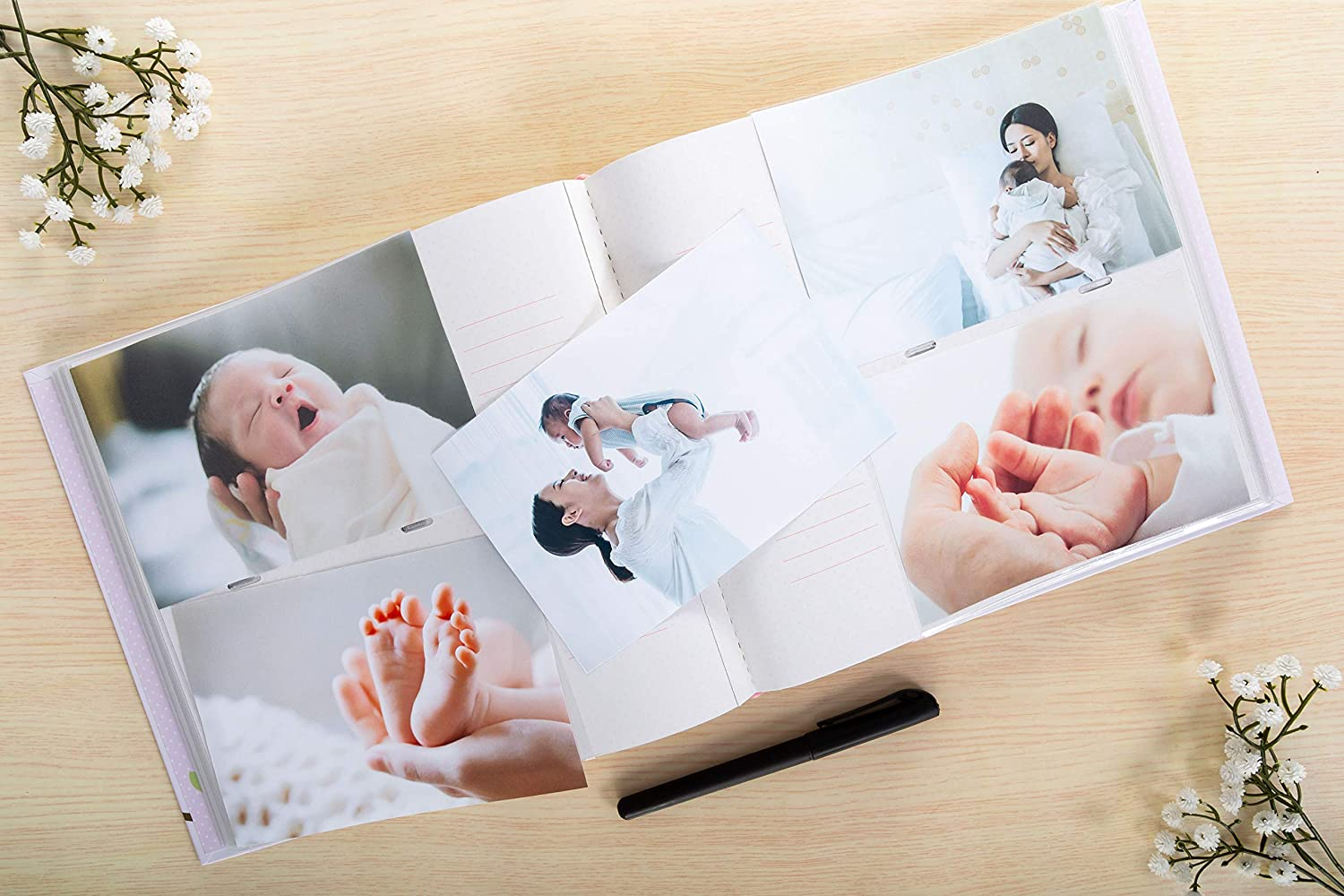 Lil Peach Bird Photo Album, Memory Keepsake Babybook, Gender-Neutral Baby Accessory for New and Expecting Parents, Pink