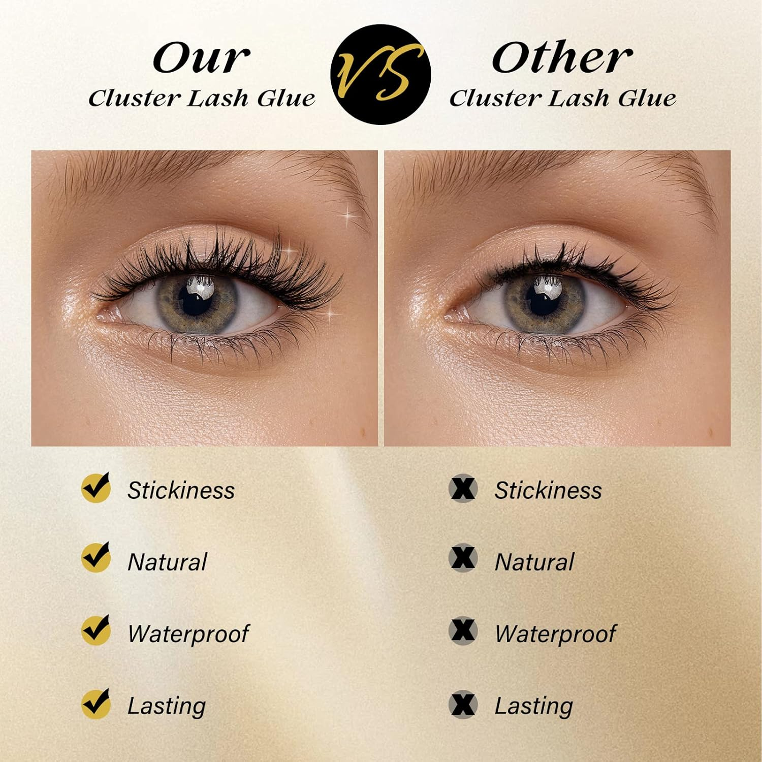 QUEWEL Cluster Lash Glue 10Ml Black Eyelash Clusters Glue Waterproof and Long-Lasting Super Strong Hold Individual Lash Bond for DIY Eyelash Extensions (10Ml) image number 2