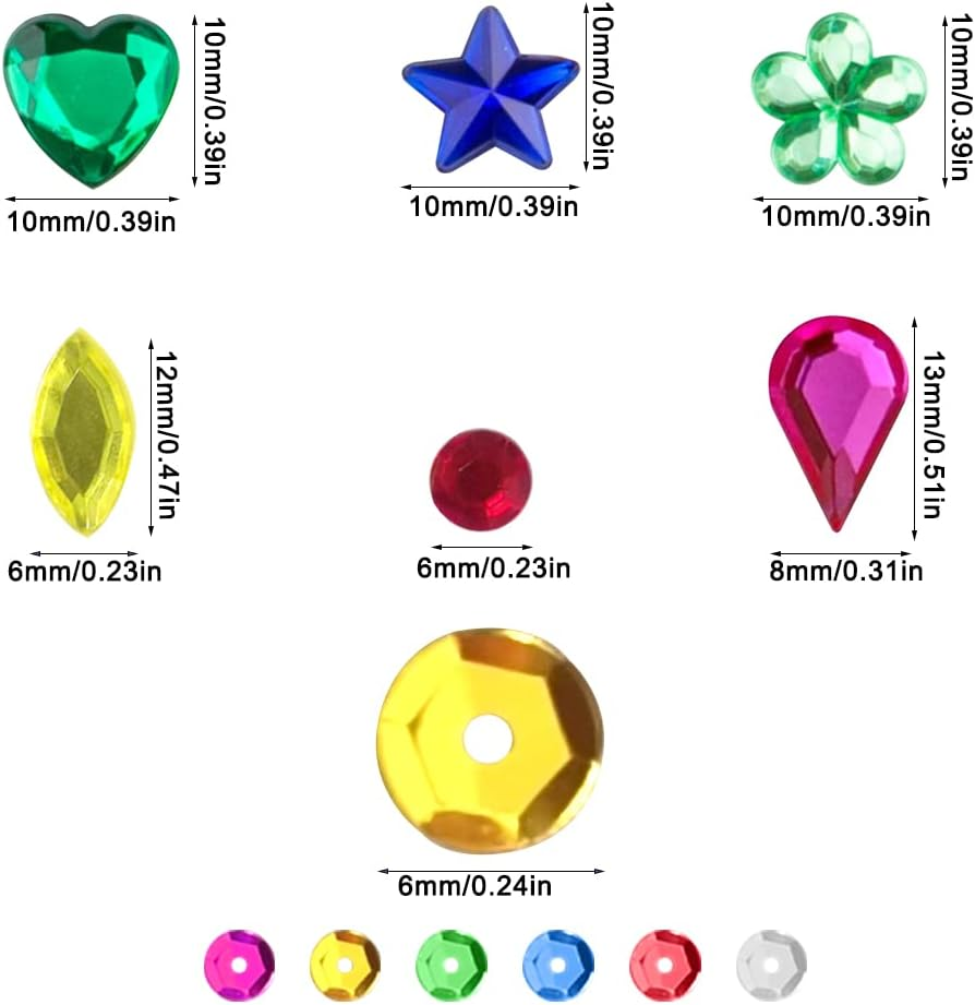 Dakuan 20000 Pcs 6MM Bulk Loose Sequins and 600 Pieces Craft Gems Jewels Acrylic Flatback Rhinestones Gemstone for DIY Crafts Jewelry Making, 6-13Mm image number 4