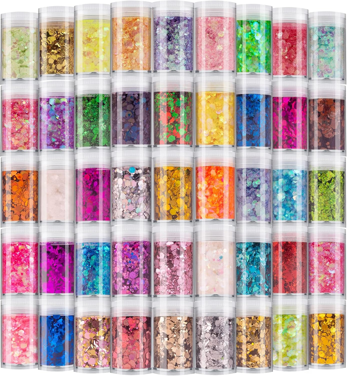 Holographic Chunky and Fine Glitter Mix, 45 Colors Festival Sequins & Powder, Iridescent Flakes, Cosmetic Face Body Eye Hair Nail Art Resin Tumbler Loose Glitter image number 3