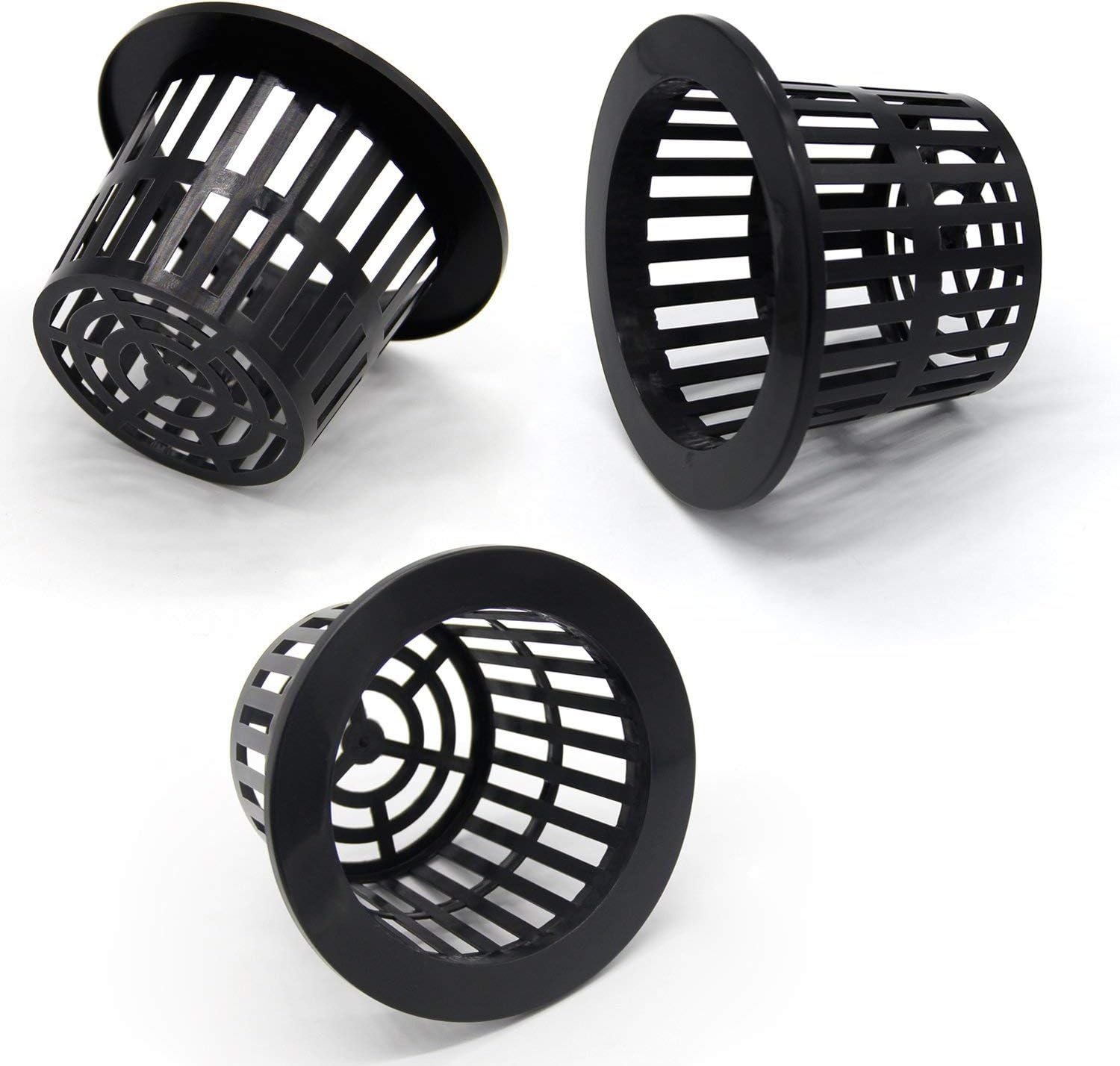 Coolrunner 25 Pack 4 Inch Garden Net Cups Pots, Plastic Plant Nursery Pots, Slotted Mesh Wide Lip round Heavy Duty Net Pot Bucket Basket for Hydroponics(Black) image number 6