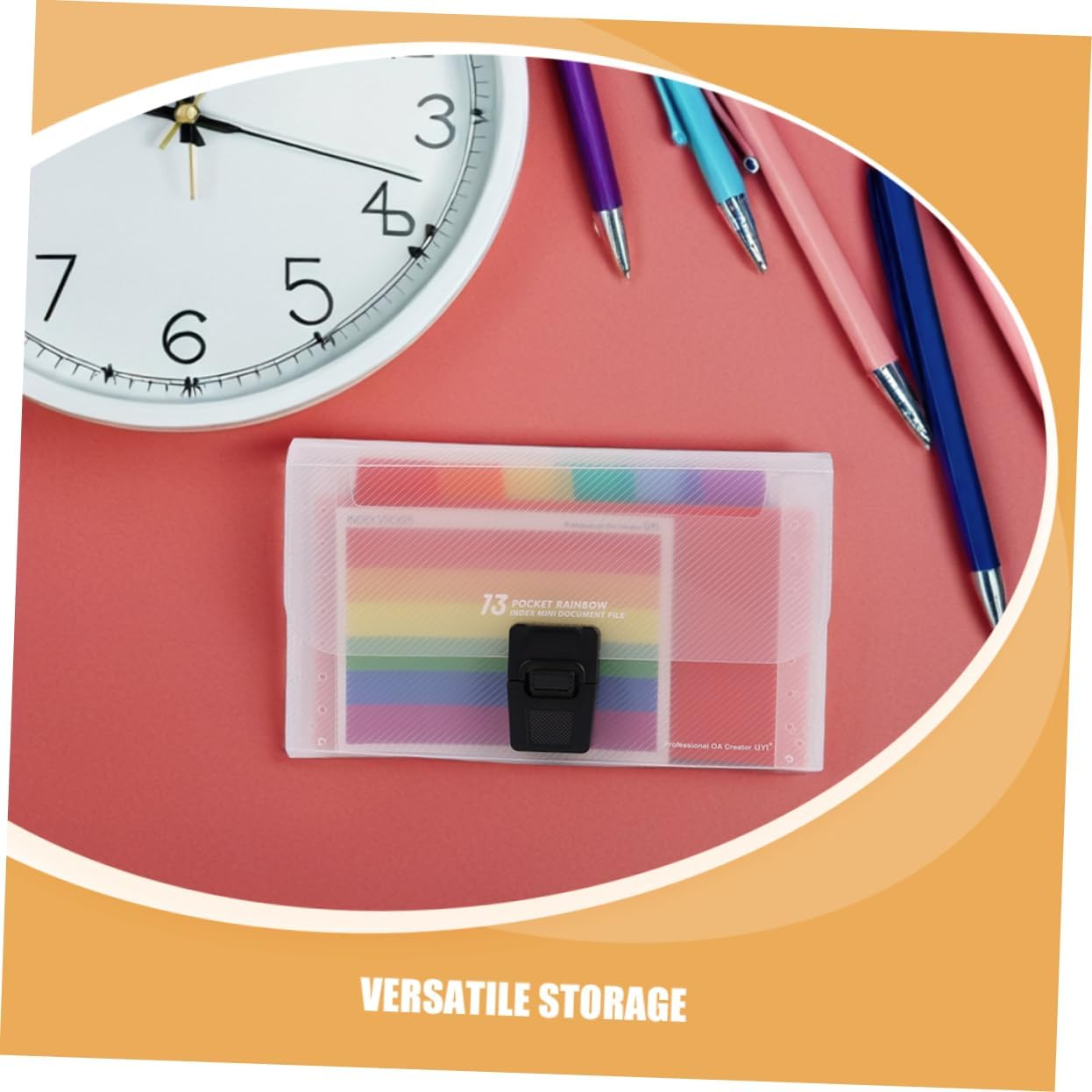 CLISPEED 3Pcs Accordion File Storage Bag Expanding Folder Plastic Document Holder for Receipts Office Stationery image number 4