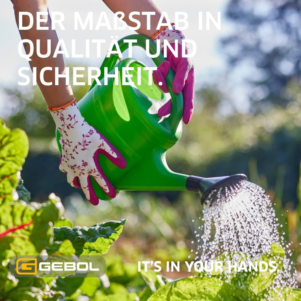 Gebol Flower Duo Women'S Gardening Gloves, Work Gloves with Latex Coating and Floral Pattern, Breathable with Grip for Garden & Assembly, Size S (Size 7), Red/Green, 2 Pairs image number 4