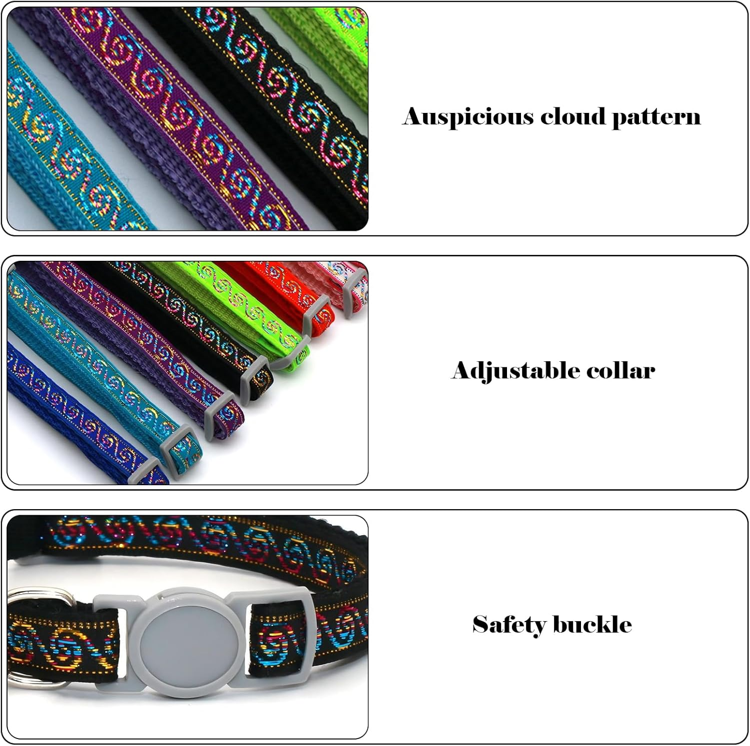 4 Pcs Cat Collar with Bell Non Breakaway Polyester Kitten Collar Adjustable Quick Release Safety Kitten Collars for Girl Boy Cats Small Dogs Puppies Pet Party Supplies Accessories (A)