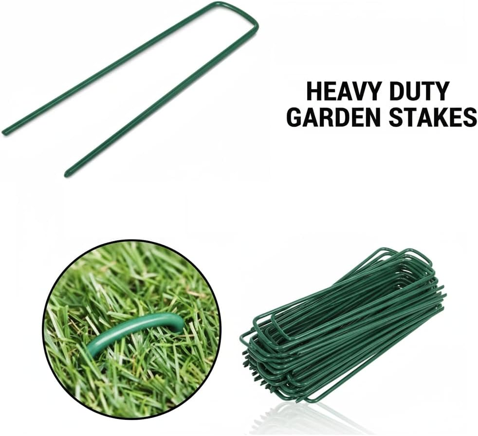 20PCS 6 Inch U-Shaped Steel Garden Stakes and Weed Mat Pins for Landscaping, Ground Staples for Artificial Grass, Lawn Fabric Netting Securing - Damaill image number 5