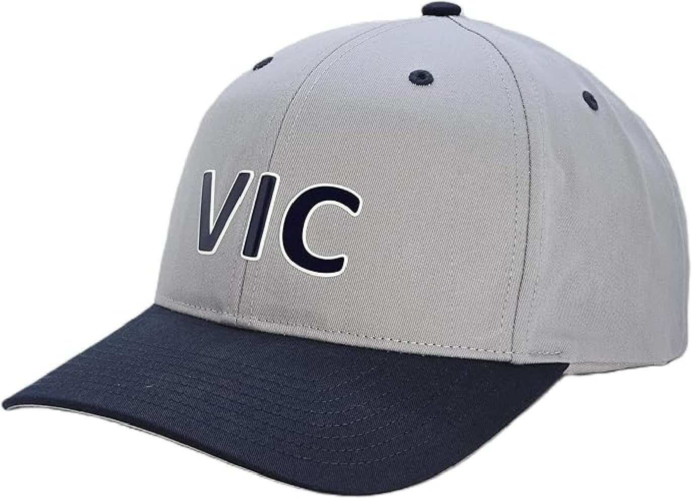 Victoria Supporters Cap, Richardson Pro 212 Baseball Cap, Bold 'VIC' Text, Lightweight Cotton-Poly Twill, Adjustable Snapback Closure, Pre-Curved Underbill, Sports & Casual Wear, Grey-Navy Colour image number 2