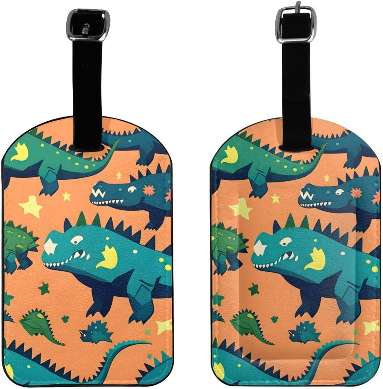 Dinosaur Print Elegant Tag Stylish Tag Luggage Tag 4.3 X 2.76 Inch for Suitcases Travel Bags image number 2