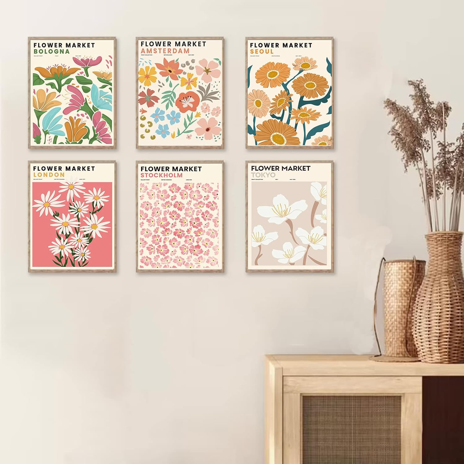 Flower Market Posters, Minimalist Flower Market Wall Art Prints, Danish Pastel Room Decor Aesthetic, Vintage Matisse Posters & Flower Pictures Wall Decor,Gallery,Unframed 8"X10" image number 4