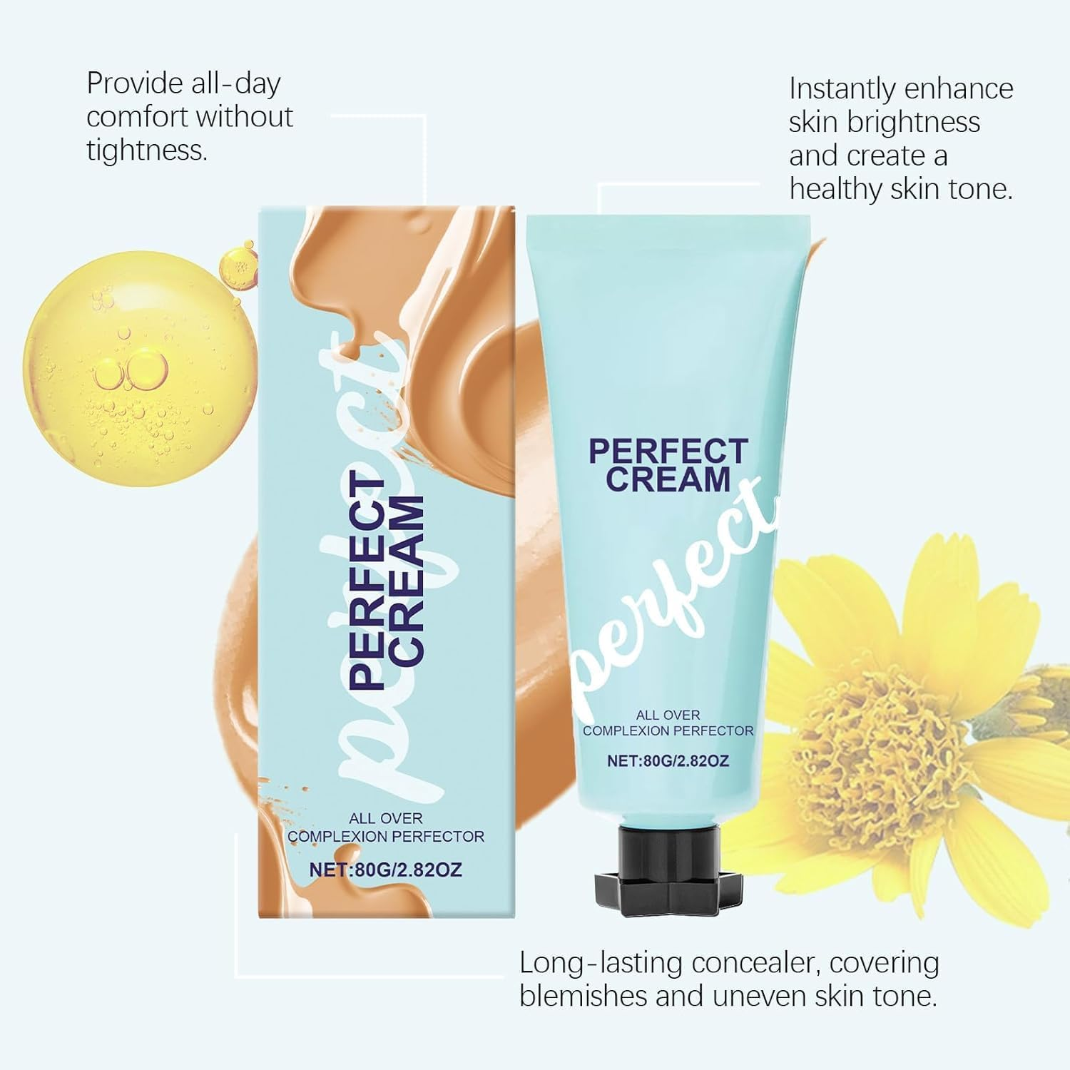 All-Over Complexion Perfector, 80 G Body Coverage Perfector, Moisturising Concealer Cream, Long-Lasting CC Cream, Waterproof and Sweatproof Skin Colour Concealer image number 5