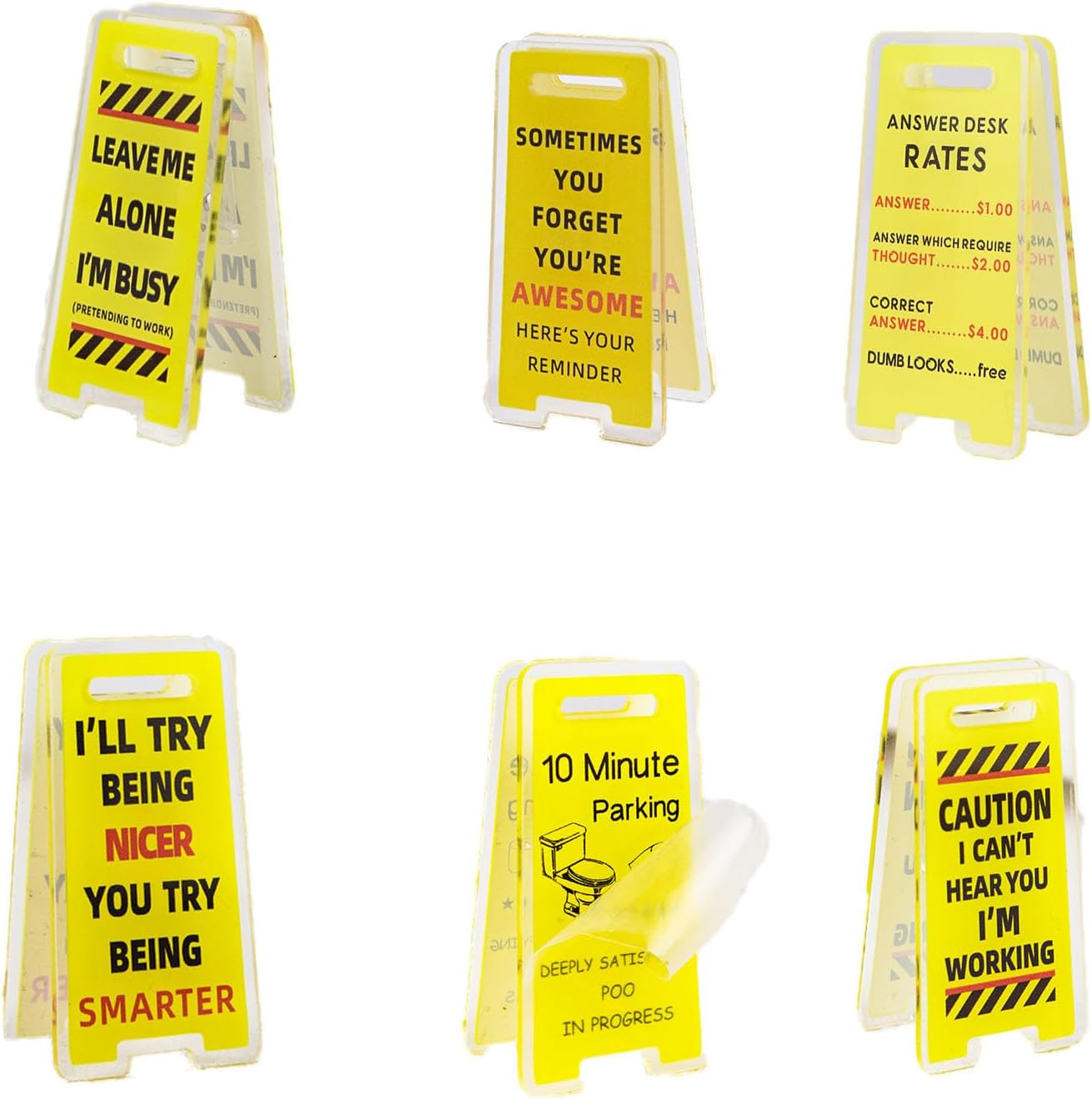 6-Pack Funny Sticky Note Holders - Hilarious Office Desk Clips with Sassy Signs, Perfect White Elephant Gifts for Coworkers (Group C)