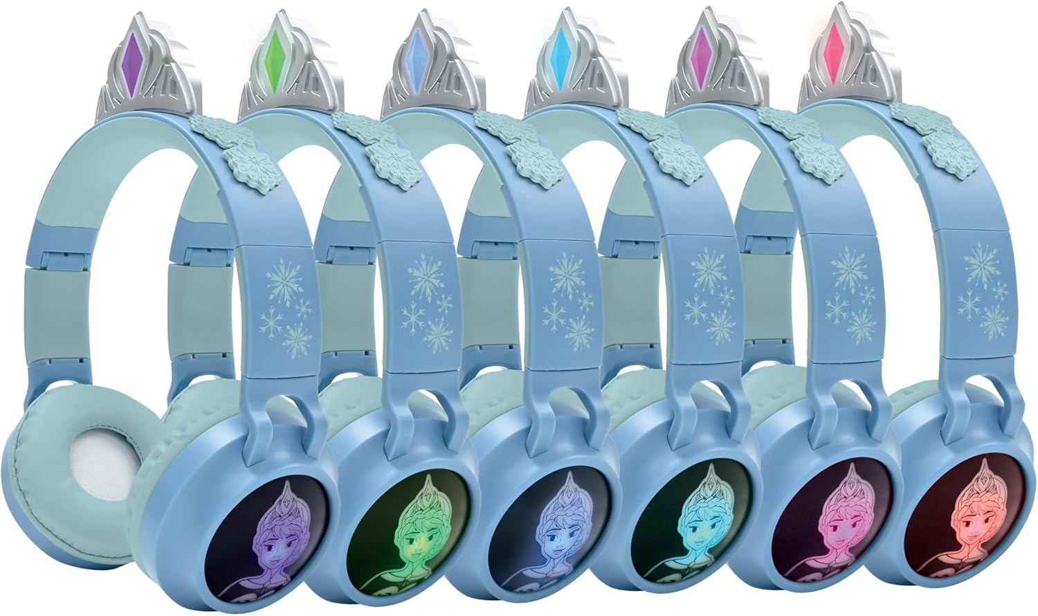 Lexibook, Frozen 2-1 Wireless Wired Headphones with Princess Tiara, High Sound Quality up to 85Db, Light Effects, Foldable, Adjustable, Rechargeable, HPBT015FZLXB image number 2