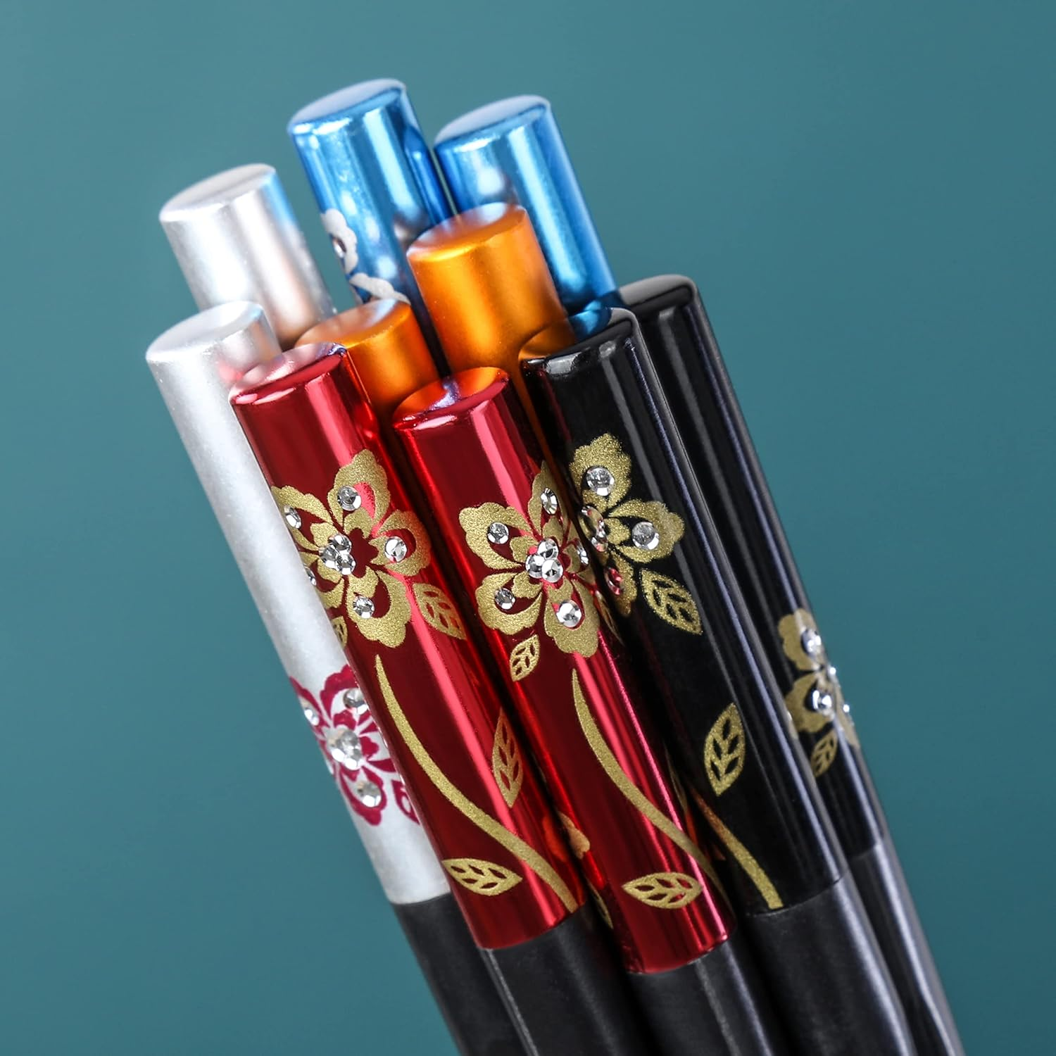 Fiberglass Chopsticks Series - Japanese Non-Slip Chopstick, Reusable Chop Sticks Dishwasher Safe, 5 Pairs, Gift Set, 9.9 Inches, Spring Flower - Family image number 7