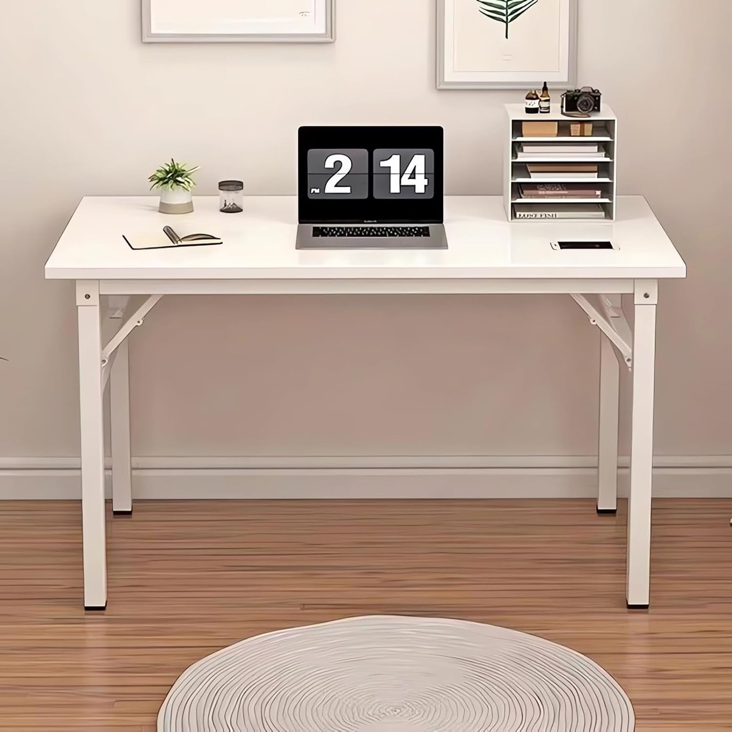 Home Office Desk, Folding Computer Desk A20 (B White, 80X40X75CM)