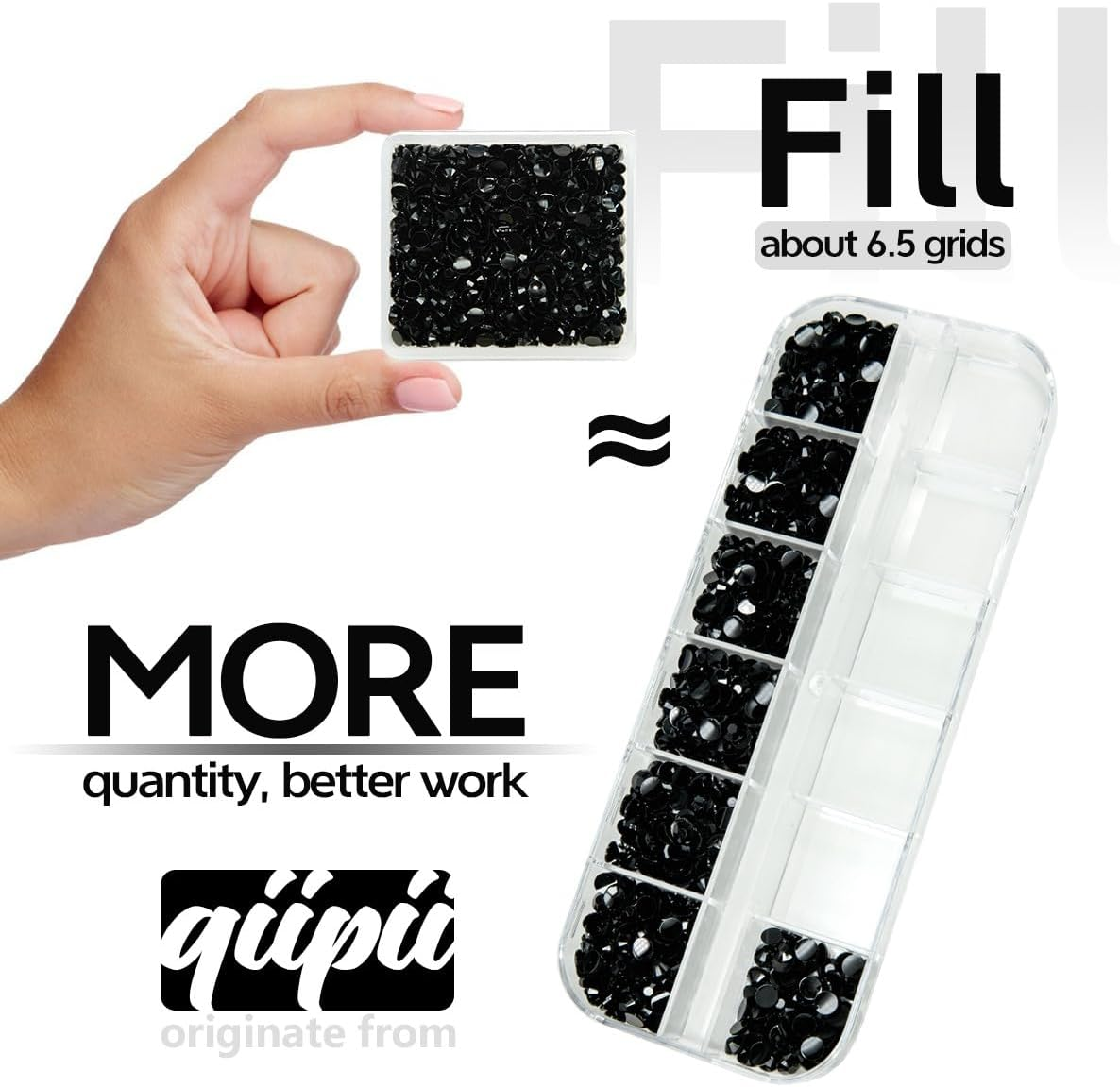 Qiipii - 3Mm 4Mm 5Mm Pure Black Resin Rhinestones for Crafts Flat Dark Black Jelly Stones Bulk SS10 SS16 SS20 Diamonds No Hot Fix Gem