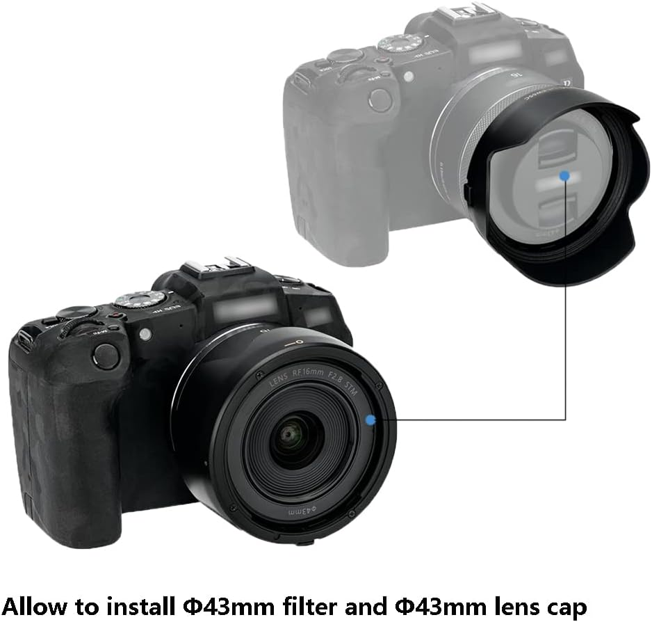 JJC EW-65C Reversible Petal Bayonet Lens Hood Lens Shade for Canon RF 16Mm F2.8 STM Lens on Canon EOS R RP R3 R5 R6 Camera image number 2