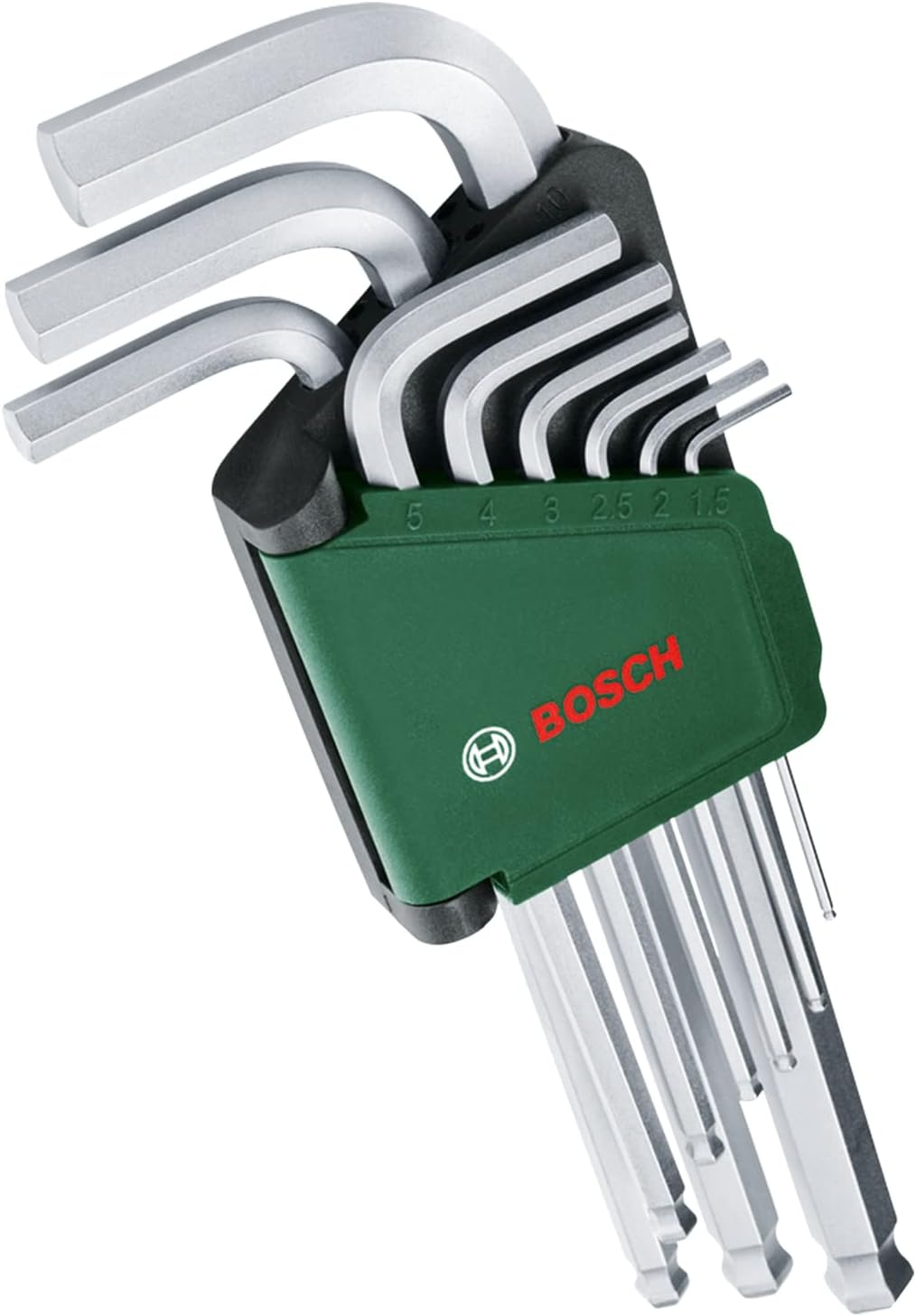 Bosch 9-Piece Hex Key Set (Multi-Tasking Hex Keys Made of High-Quality S2 Steel; 1.5-10Mm; Long Arm; Ball-End 30-Degree Offset; Rust-Protected, Storage Clip) image number 5