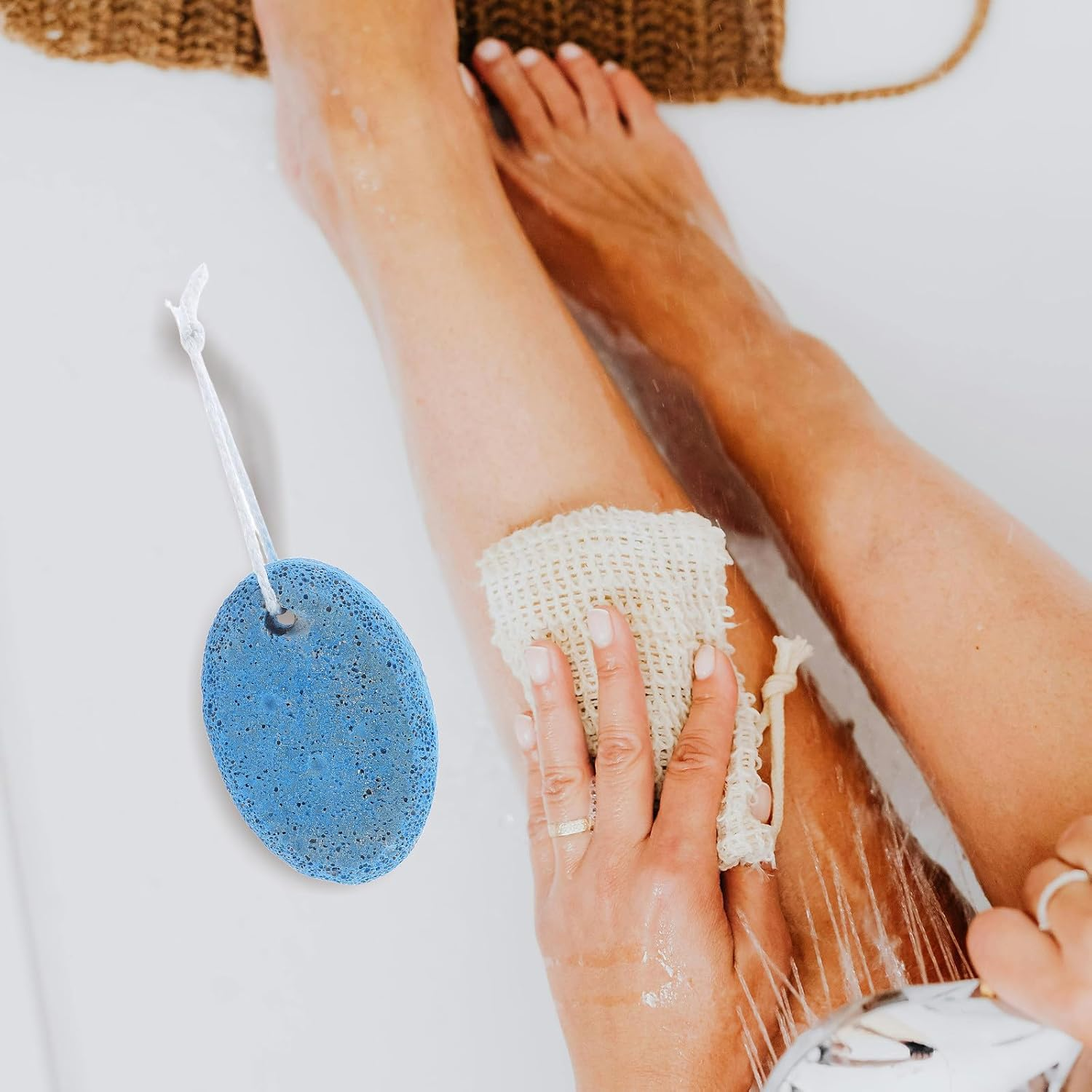 TIKODIDA Natural Blue Pumice Stone Foot Scrubber for Dead Skin Removal Oval Volcanic Foot File Pedicure Rasp and Heel Scraper Effective Corn Remover image number 3