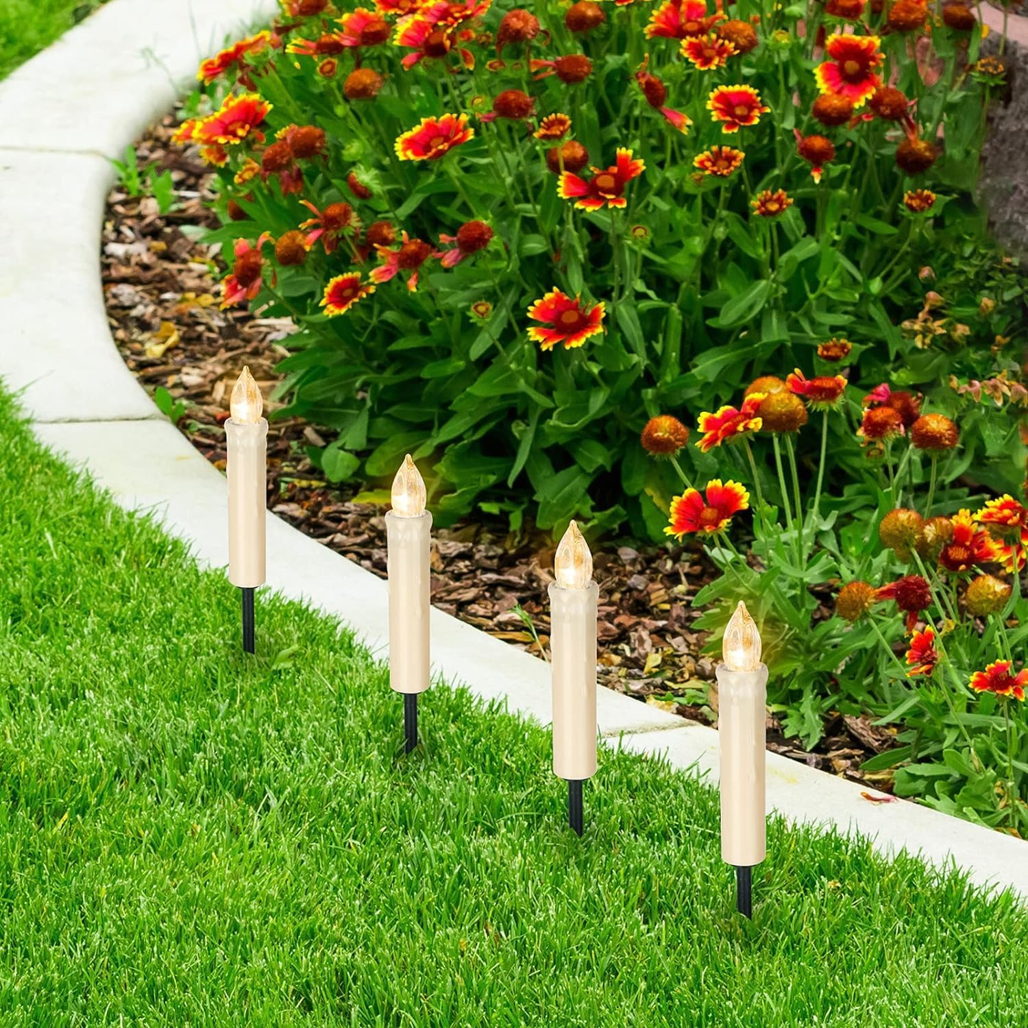 Massiupply Flickering Flameless Window Candle LED Christmas Tree Candle Lights Warm White Battery Operated Electric Taper Candles with Remote Perfect for Home Garden Wedding Parties Decor 12 PCS Ivory image number 4