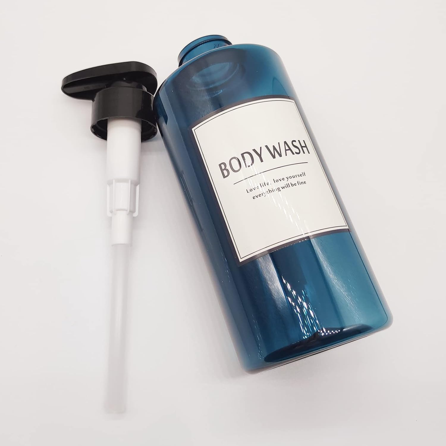 500Ml Shampoo Bottles Refillable,Empty Pump Plastic Bottle 16.9Oz Shower Container with Lables for Shampoo,Conditioner,Body Wash(Blue,1 Set) image number 2