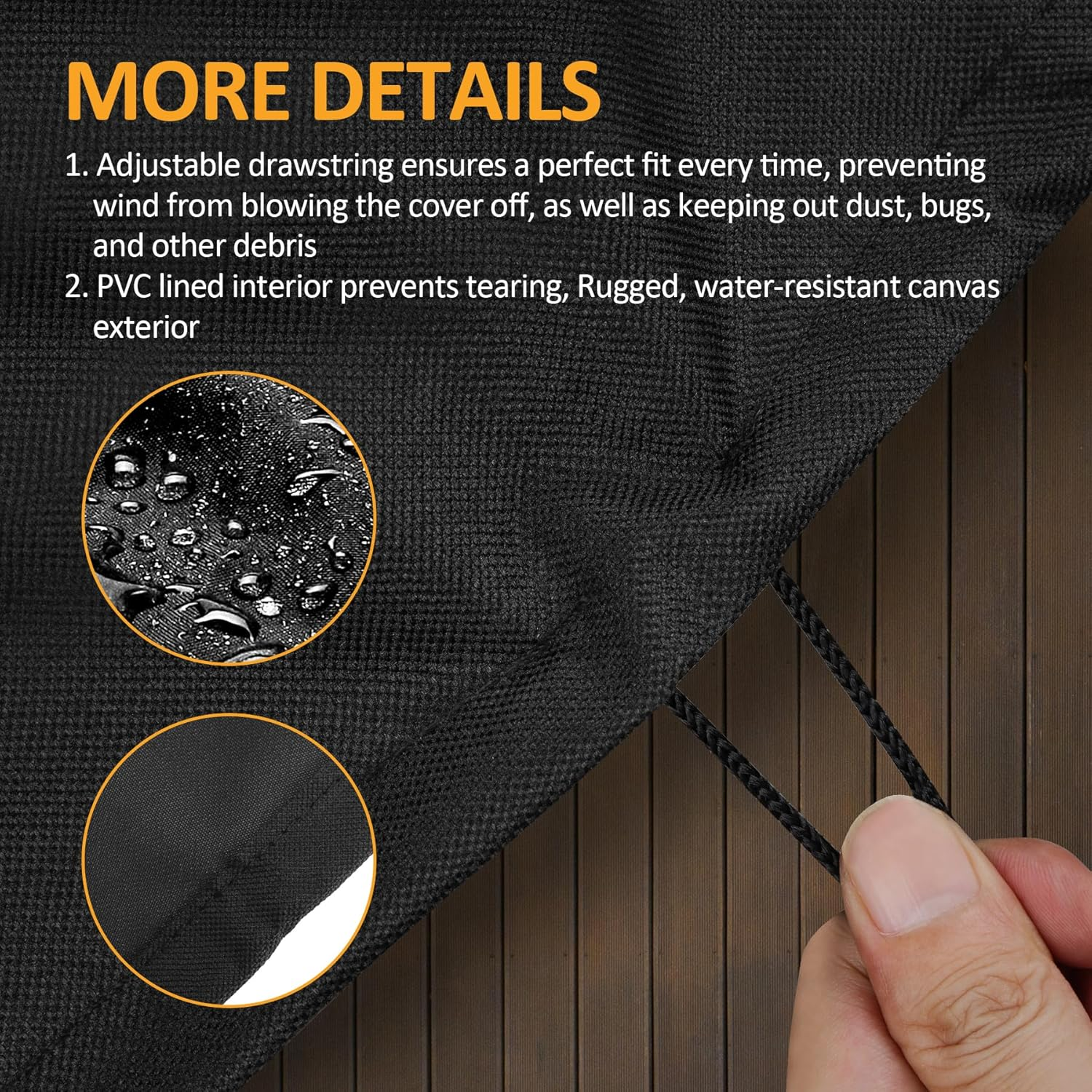 Blackhoso Woodfire Premium Grill Cover Pro for OG800 and OG900 Series, 600D Waterproof UV Resistant Cover, Elastic Drawstring for Snug Fit, Outdoor Barbeque Grill Accessories image number 2