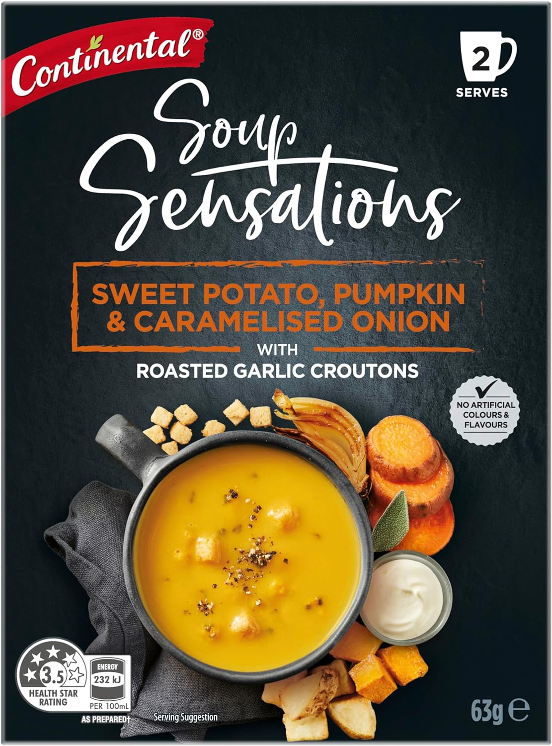 Continental Sweet Potato, Pumpkin and Caramelised Onion with Roasted Garlic Croutons Soup Sensations 63 G image number 6