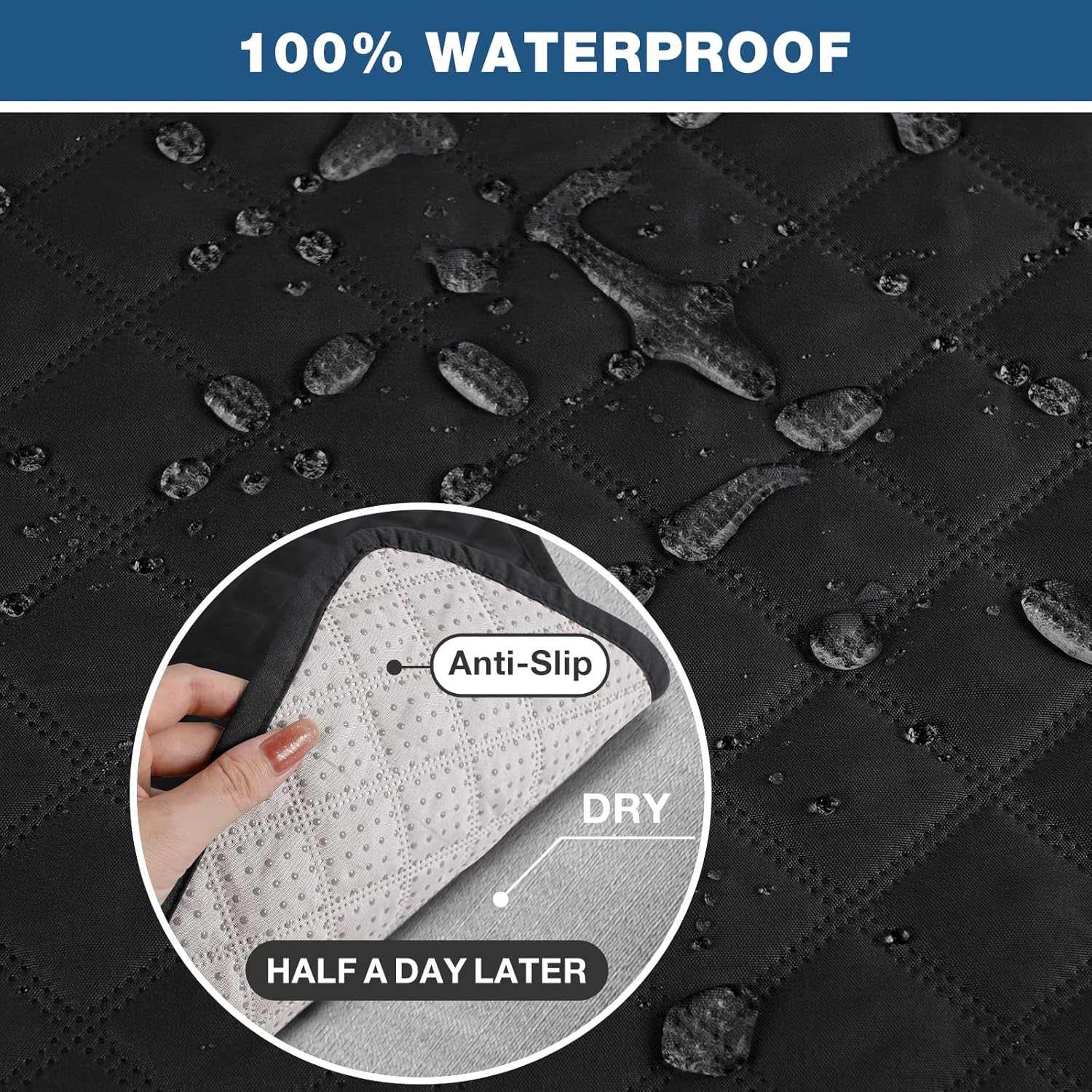 TAOCOCO Recliner Sofa Slipcover Couch Covers for 3 Cushion Couch, Pet Sofa Cover for 3 Seat Recliner Sofa, Washable Reclining Sofa Cover Furniture Protector with Elastic Straps(3 Seater, Black) image number 4