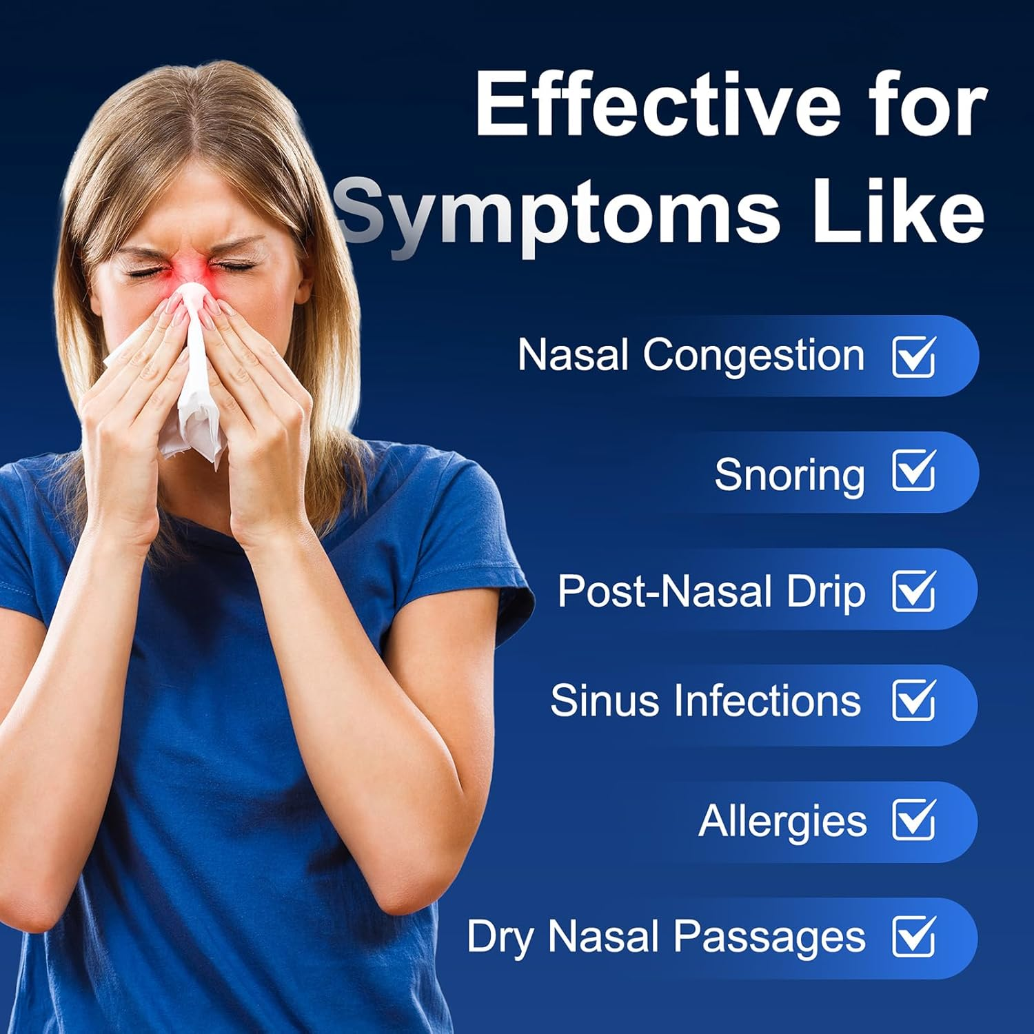 MAOEVER Neti Pot Sinus Rinse Nasal Wash 300ML Neti-Pot with 30 Nasal Wash Salt Packets and Sticker Thermometer Nose Cleaner Washing Bottle Cleaner Pressure Irrigation for Adult & Kid BPA Free (Blue) image number 2