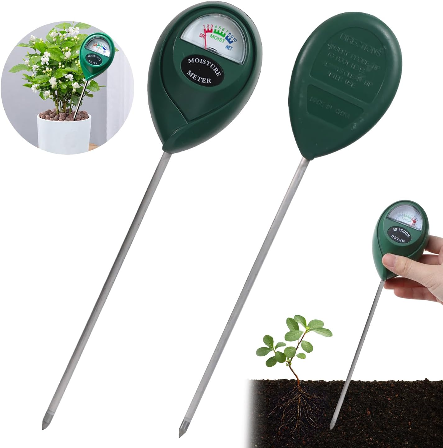 Grometer for Gardening,2 PCS Soil Moisture Meter for House Plants, Soil Moisture Sensor Meter Water Monitor,Soil Tester Test Kit Soil, No Battery Required image number 4