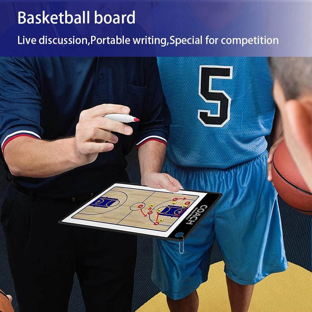 Basketball Dry Erase Board, Coaches Clipboard, Basketballer Coaching Board, Erasable Board, Tactical Marker Board for Coaches with Magnets, Marker Pen image number 1
