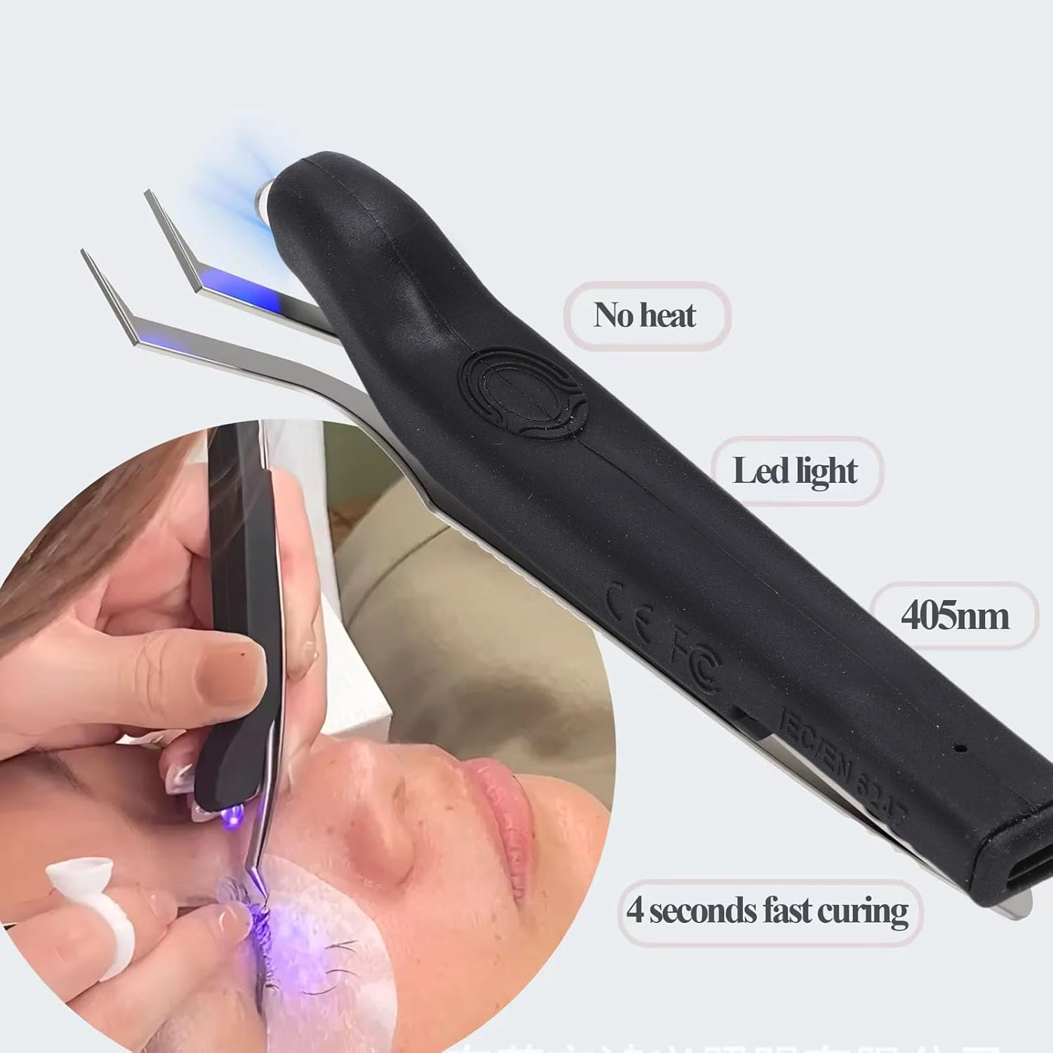 Dpofirs Handheld V Light for Gel Nails, Cordless Mini Eyelash Tweezers Lampm with Silicone Handle, Portable Quick Curing LED Light for Eyelash Extension and Nail Art