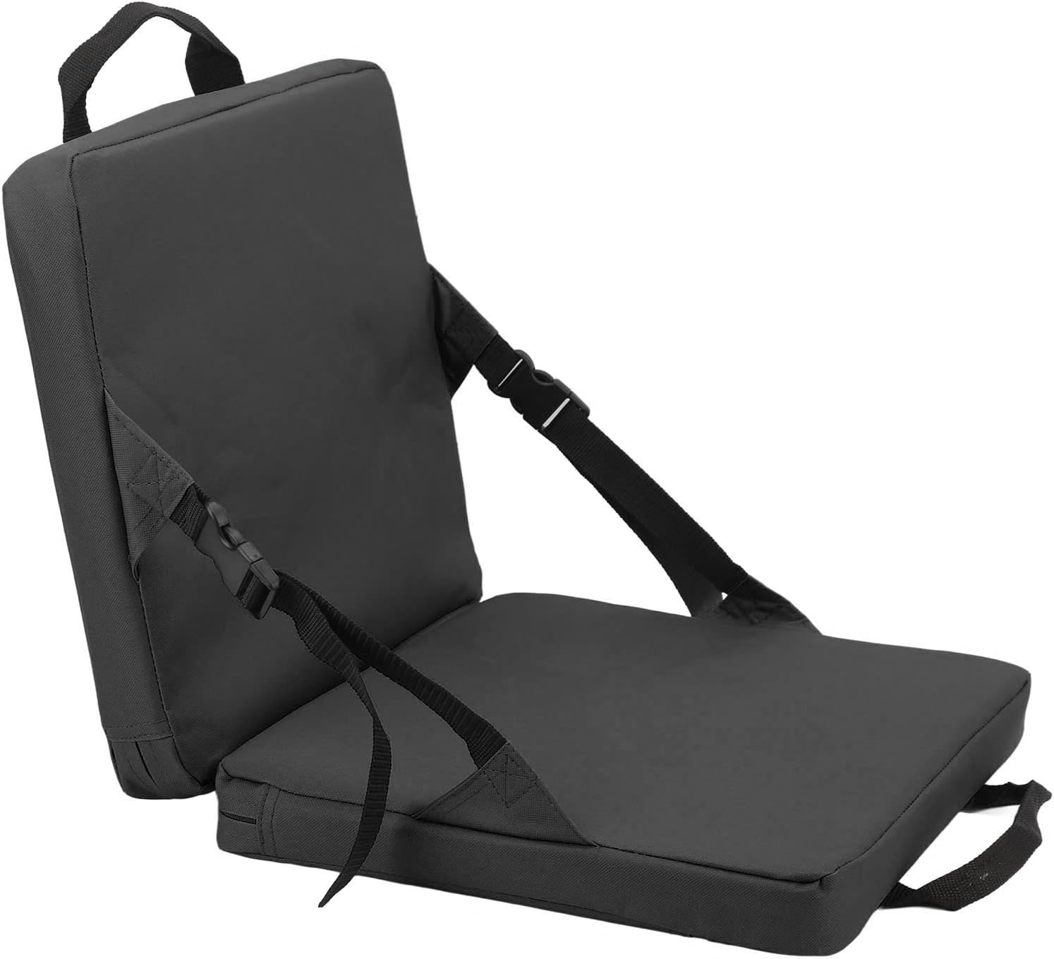 Stadium Folding Chair Compact Storage Outdoor Folding Chair for Basketball Field and 600D Oxford Epe Sponge (Black)