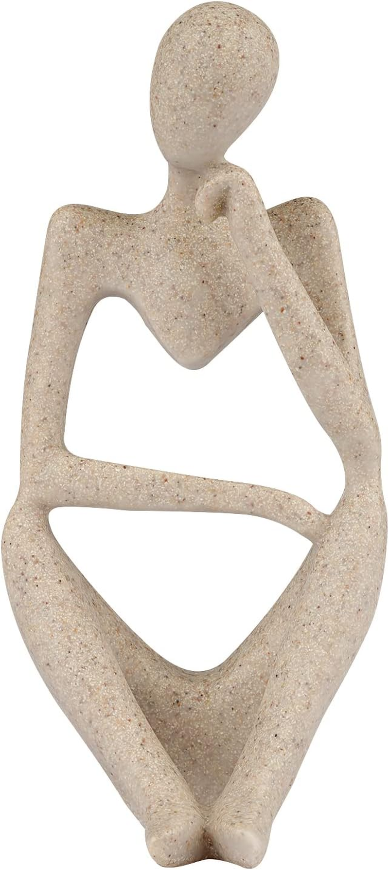 Trycooling the Thinker Statue Abstract Sculpture Resin Statues for Home Decor Modern Home Office Shelf Desktop Bookshelf Decor (Small Sandstone, Right) image number 2