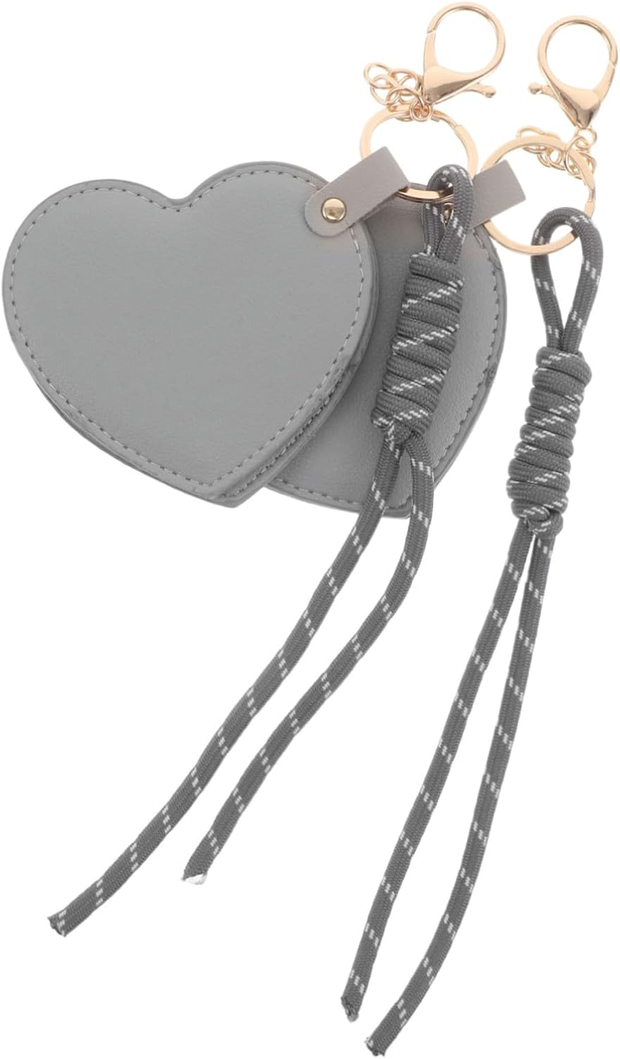 IWOWHERO 2Pcs Compact Heart-Shaped Leather Makeup Mirror with Rotation Lightweight Vintage Vanity Keychain for Travel Purses Handbags Portable Pocket Mirror for Women