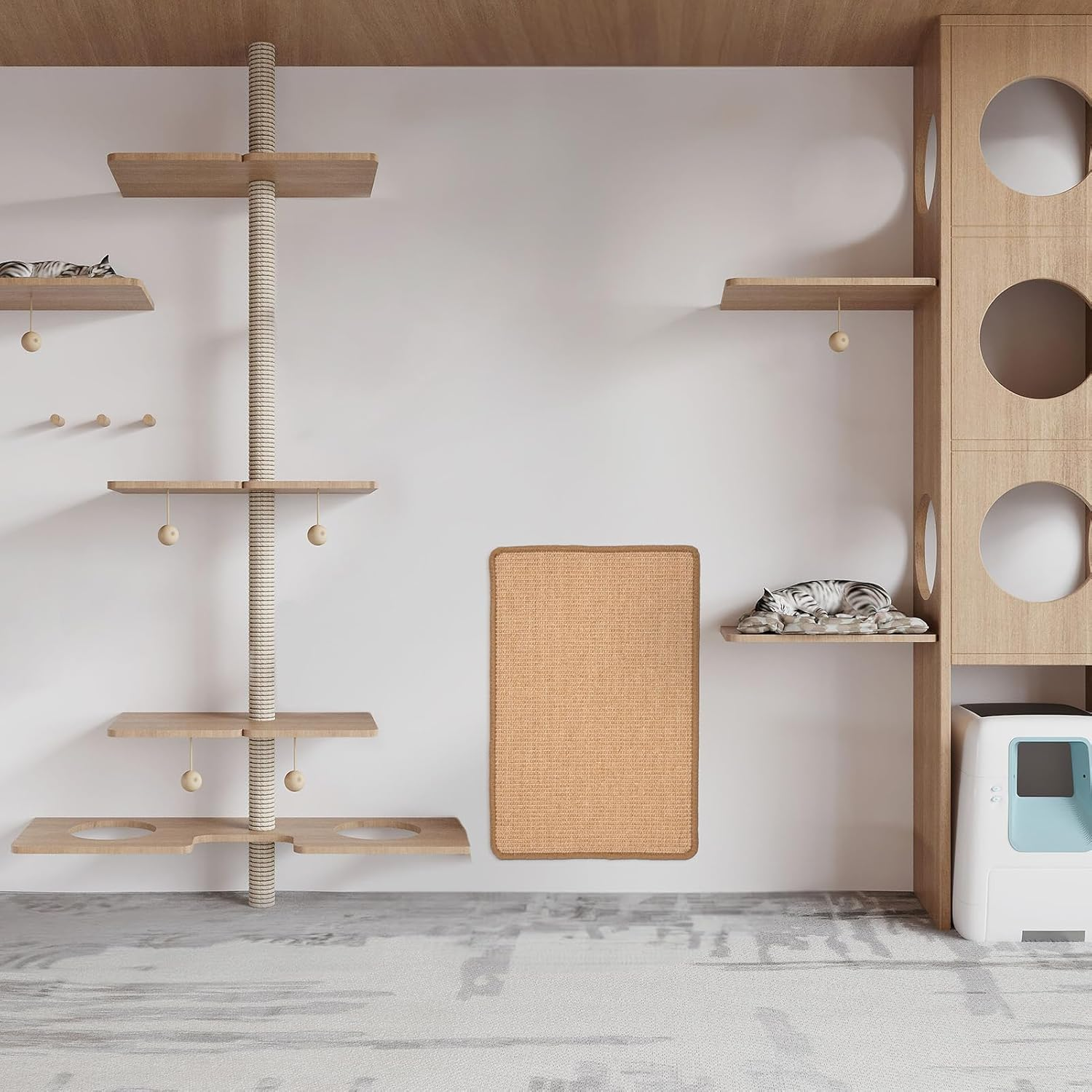 DKTIE Cat Scratcher Mat JMD2306 - Natural Sisal Material, Thick and Durable Anti-Slip, Protects Carpet, Sofa, Wall, Furniture (M - 15.7'' X 23.6'' - Multi-Colored) image number 1