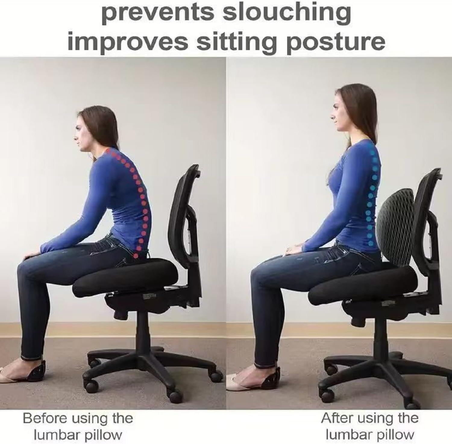 Lumbar Support Pillow Ergonomic Memory Foam Lumbar Pillow, Relieve Back Pain,Breathable & Detachable & Washable, Neo Cushion Lower Back Pillows for Office Chairs, Car Seats (Black) image number 3