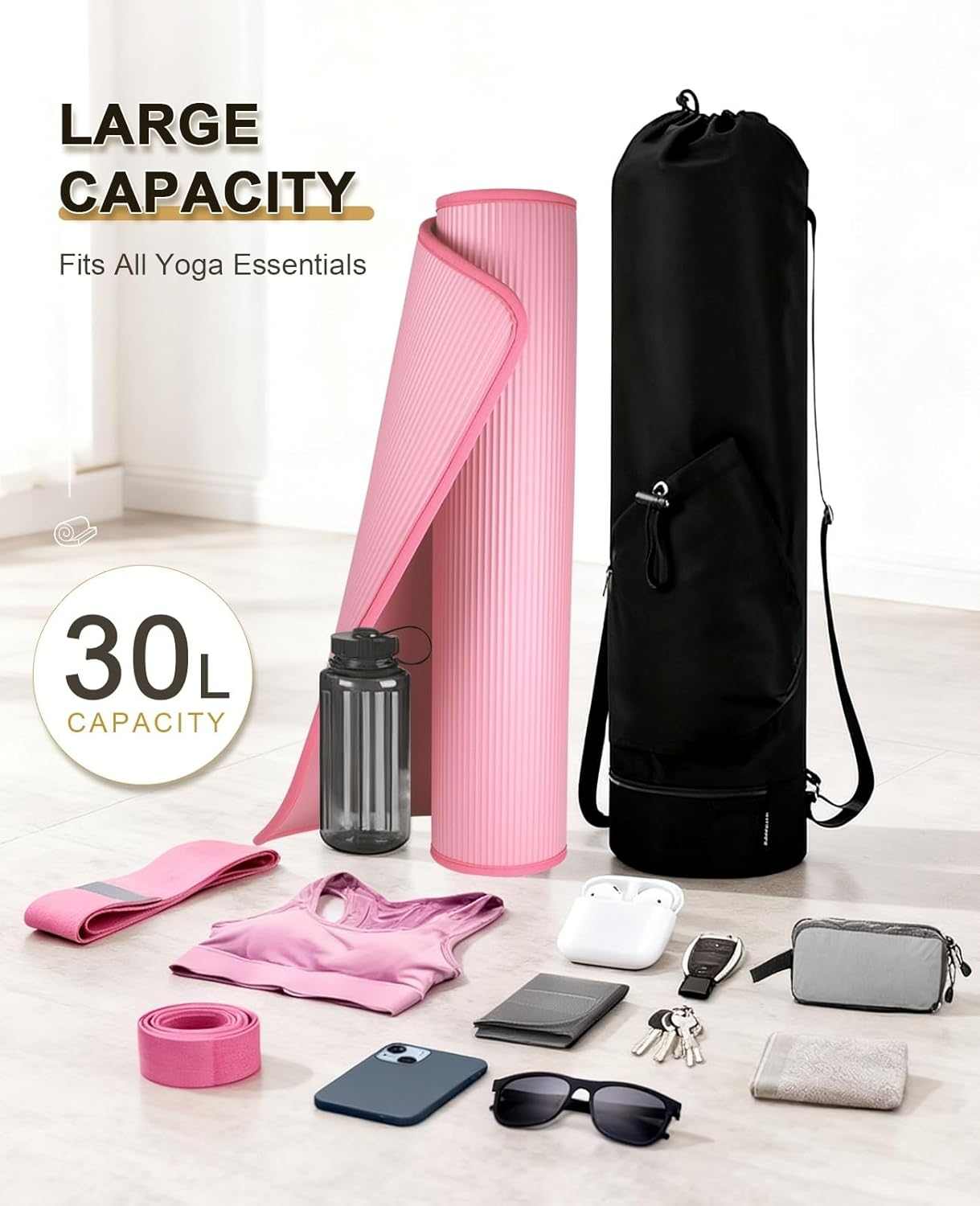 Yoga Mat Bag Waterproof Adjustable Strap Multi-Pocket Gym Travel Beach Park Classroom Accessories with Wet Pocket - Blue image number 2