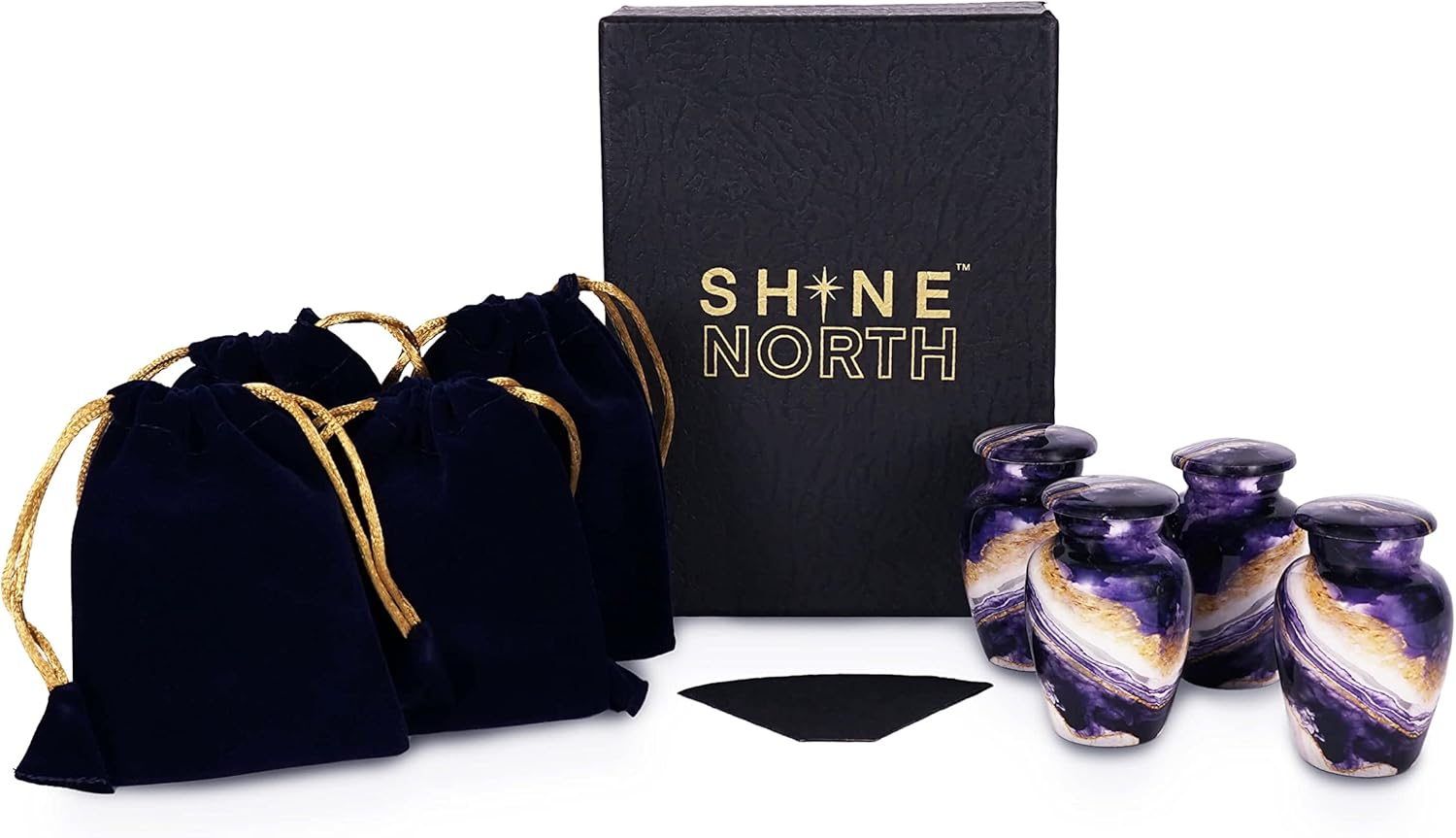 Dream River &ndash; Set of 4 Small Keepsake Cremation Urns for Human Ashes &ndash; Mini Funeral Urns for Ashes &ndash; Navy Blue image number 1