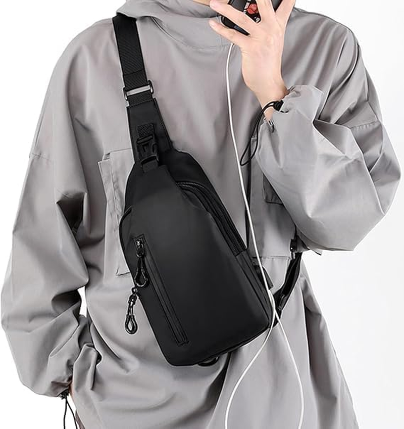Men'S Sling Bag Anti-Theft Crossbody Shoulder Bag with Charging Ports Waterproof Sling Backpack for Men Travel Hiking Chest Bag Daypack image number 5